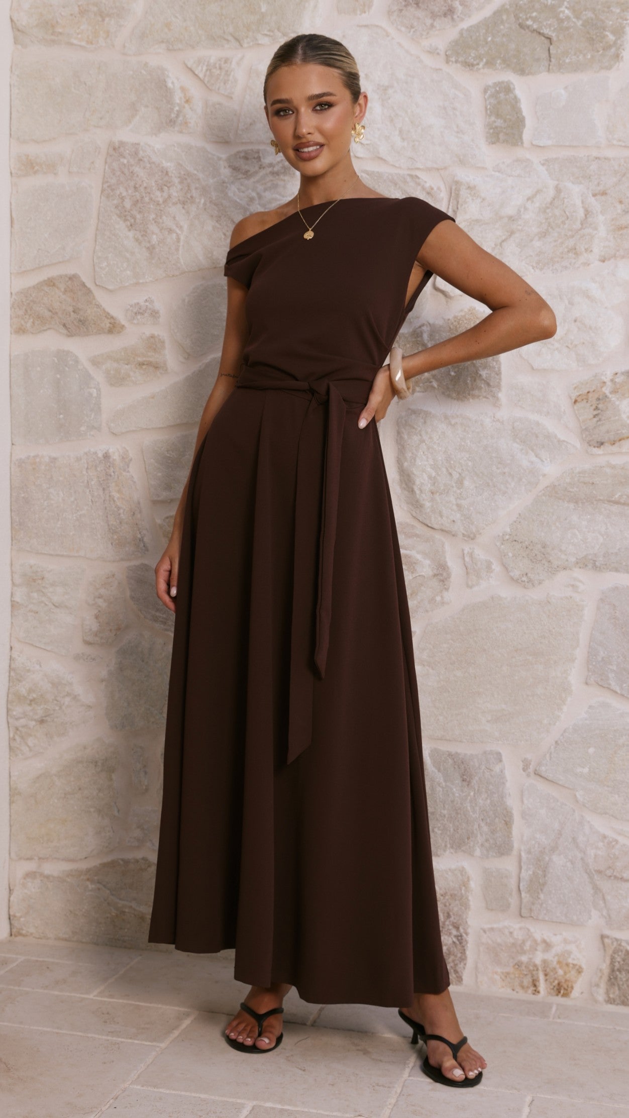 Gemma Maxi Dress - Chocolate - Billy J