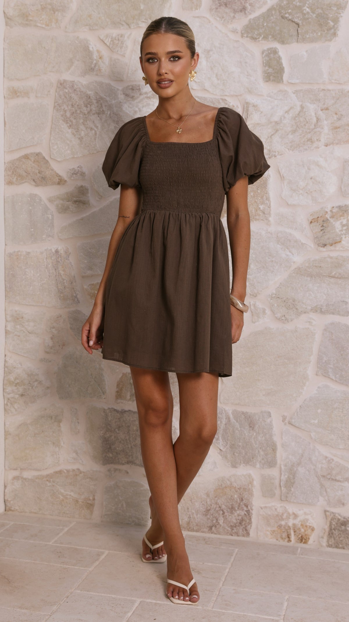 Marissa Mini Dress - Brown - Billy J