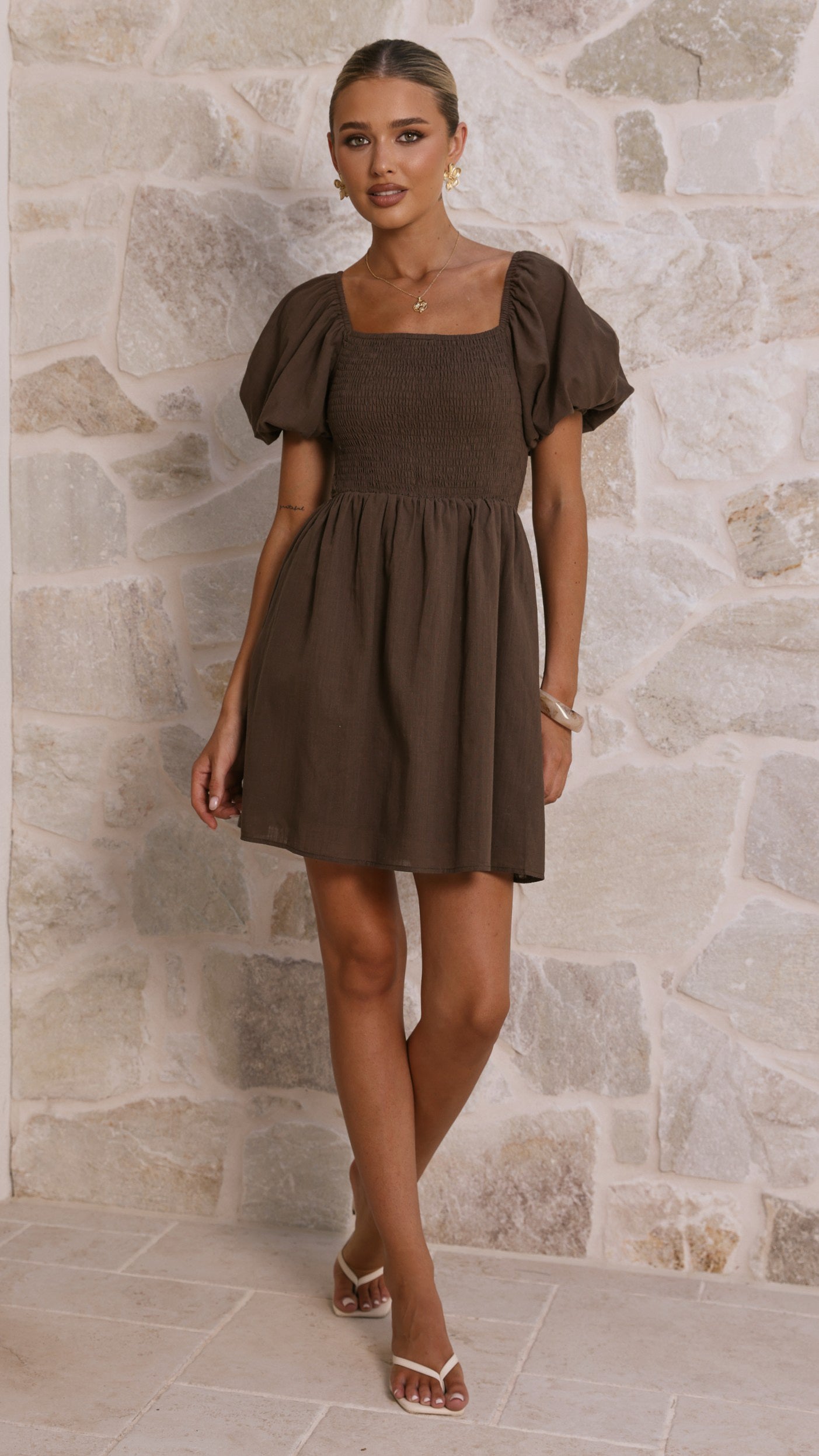 Marissa Mini Dress - Brown - Billy J