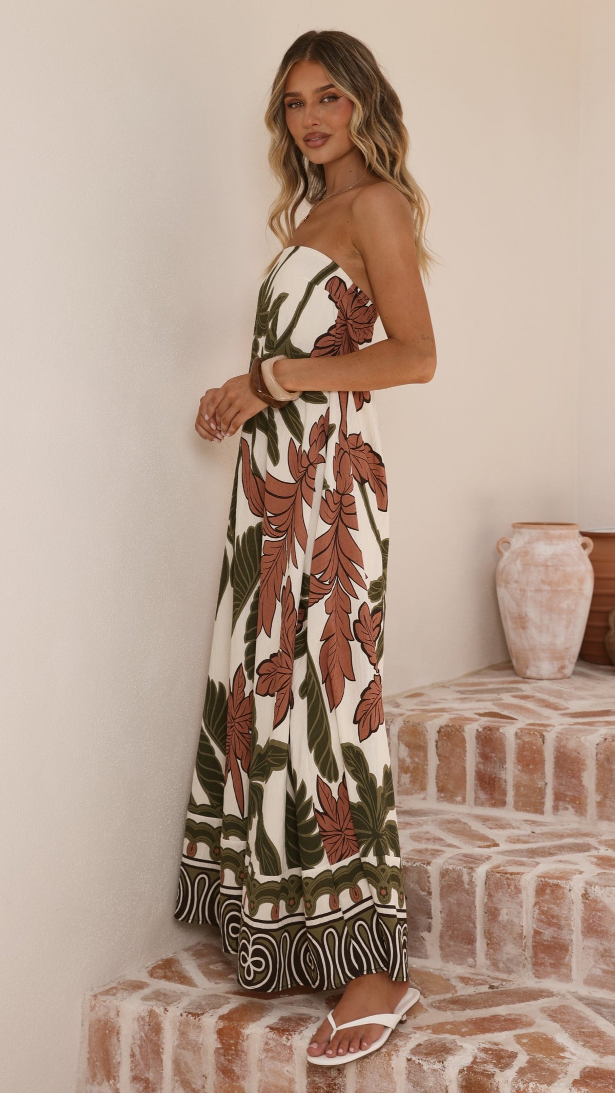 connie maxi dress Connie Maxi Dress - Green/Beige Palm - Buy Women's Dresses