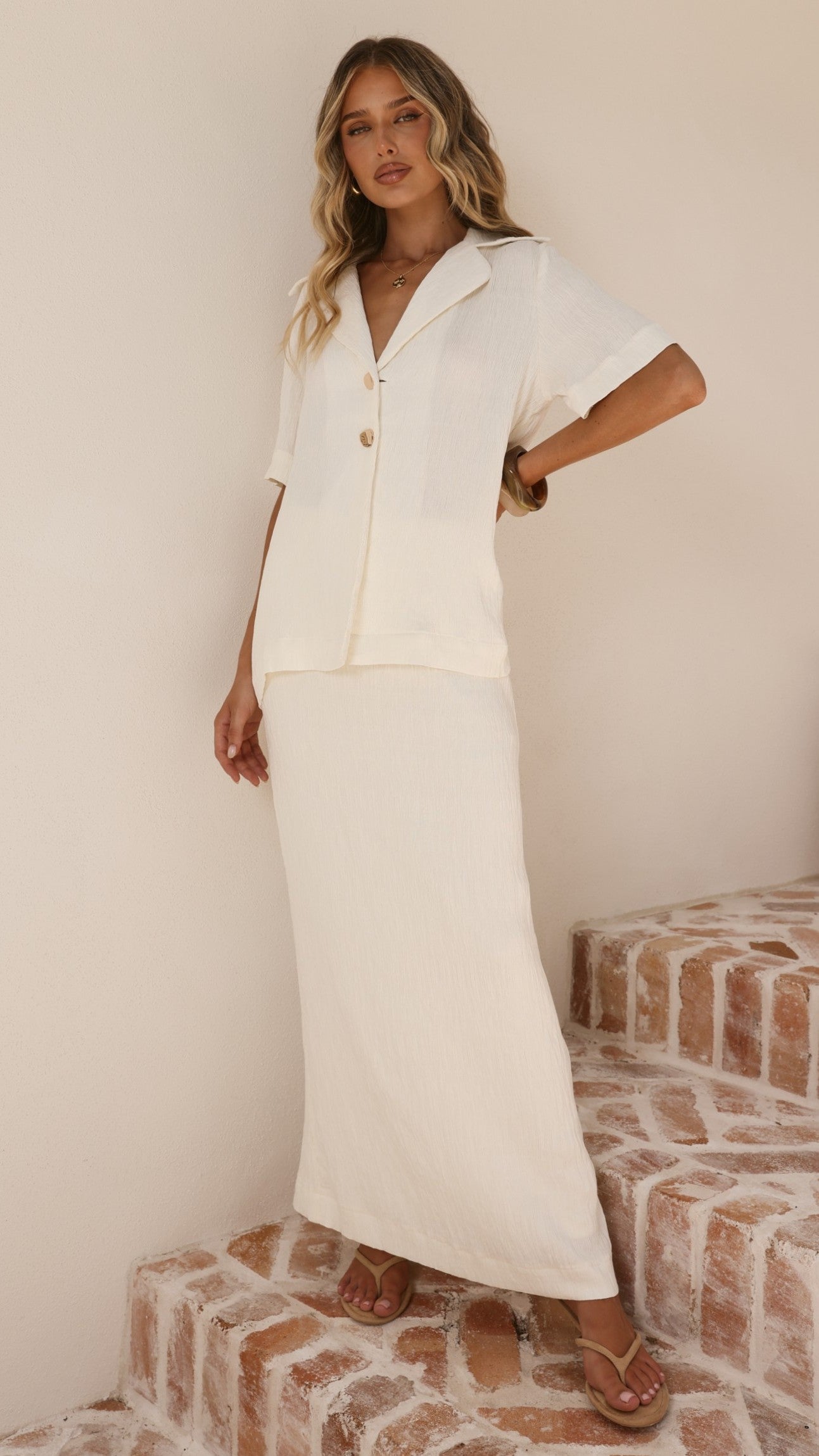 Razi Maxi Skirt - Ivory - Billy J