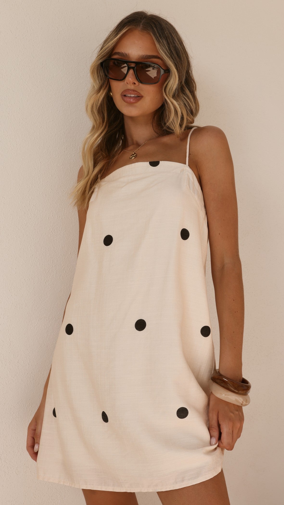 Nalu Mini Dress - Cream Polka - Billy J