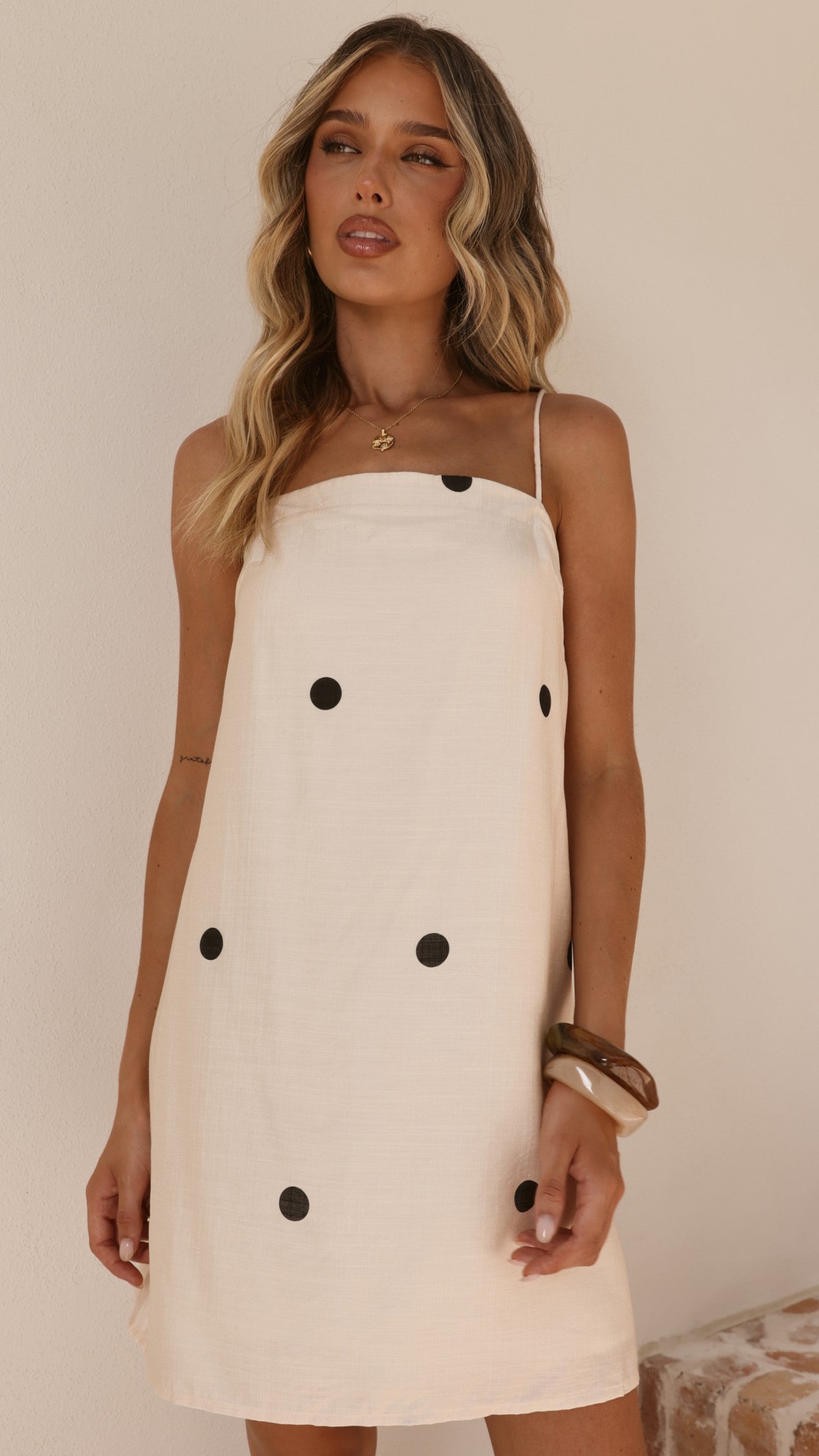 Nalu Mini Dress - Cream Polka - Billy J