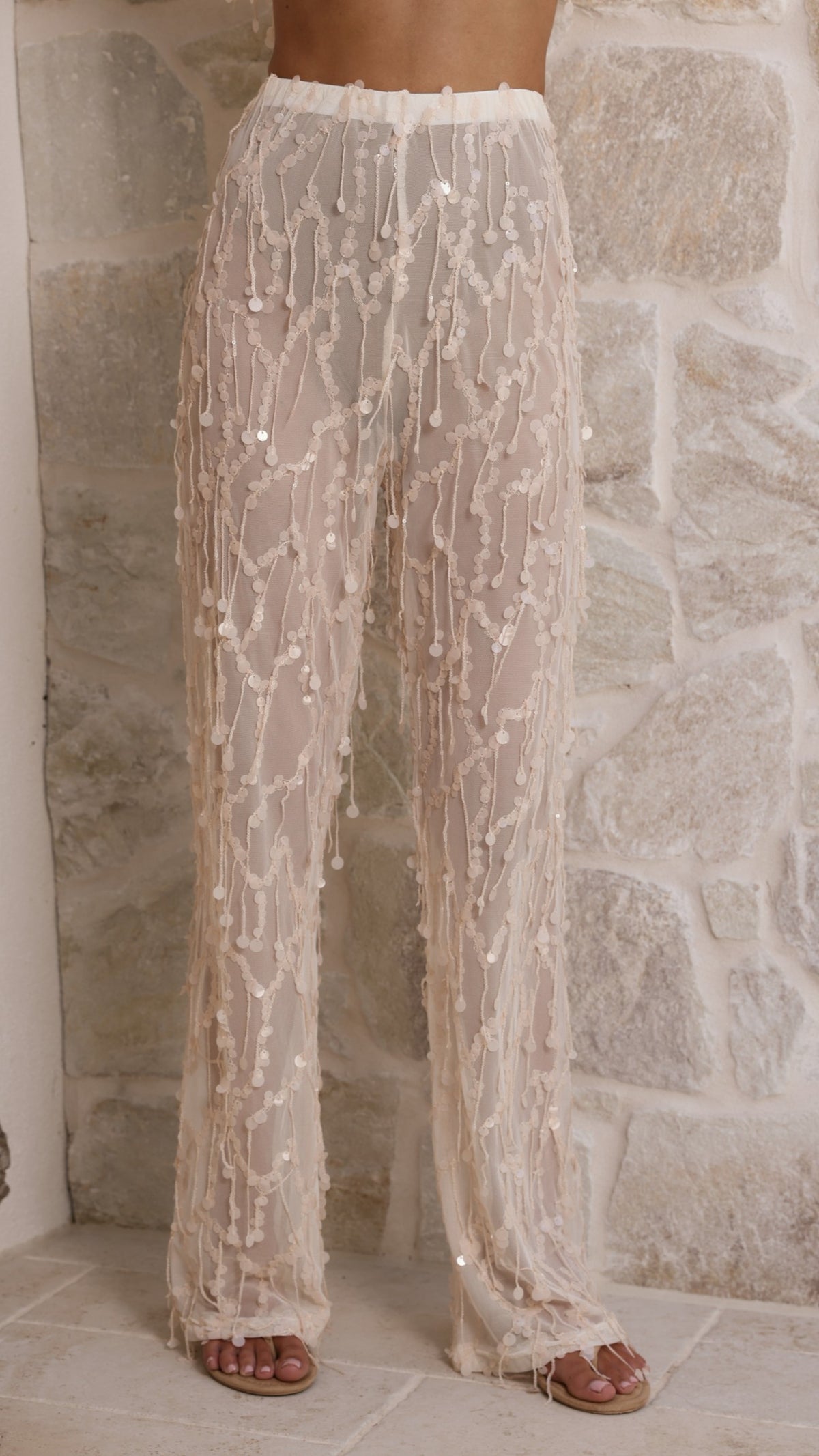 Zabby Sequin Pants - Beige - Billy J