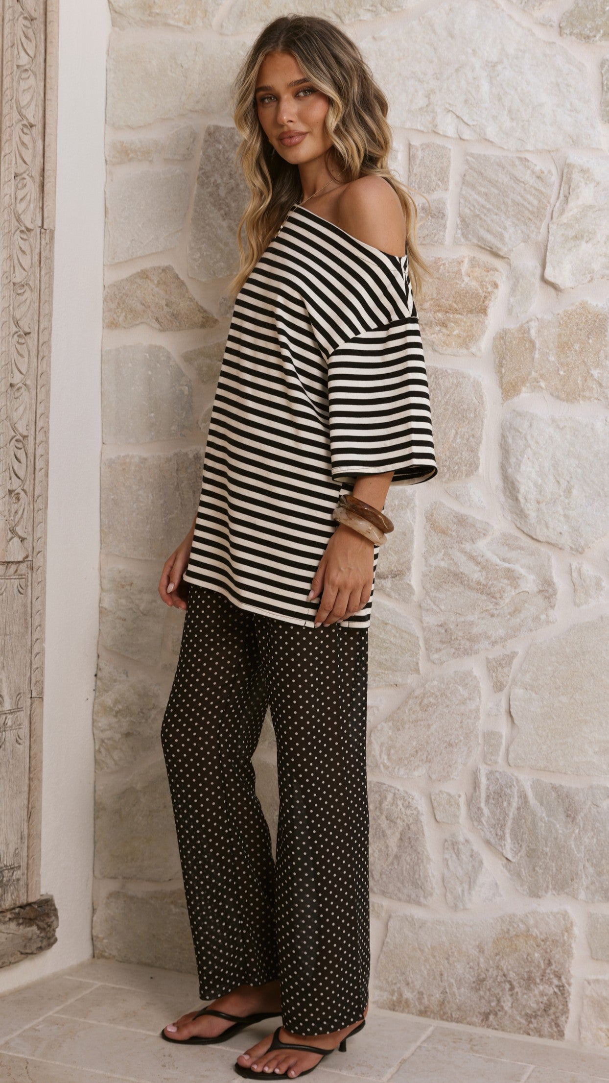 Reda Semi Sheer Pants - Black/White Spot - Billy J
