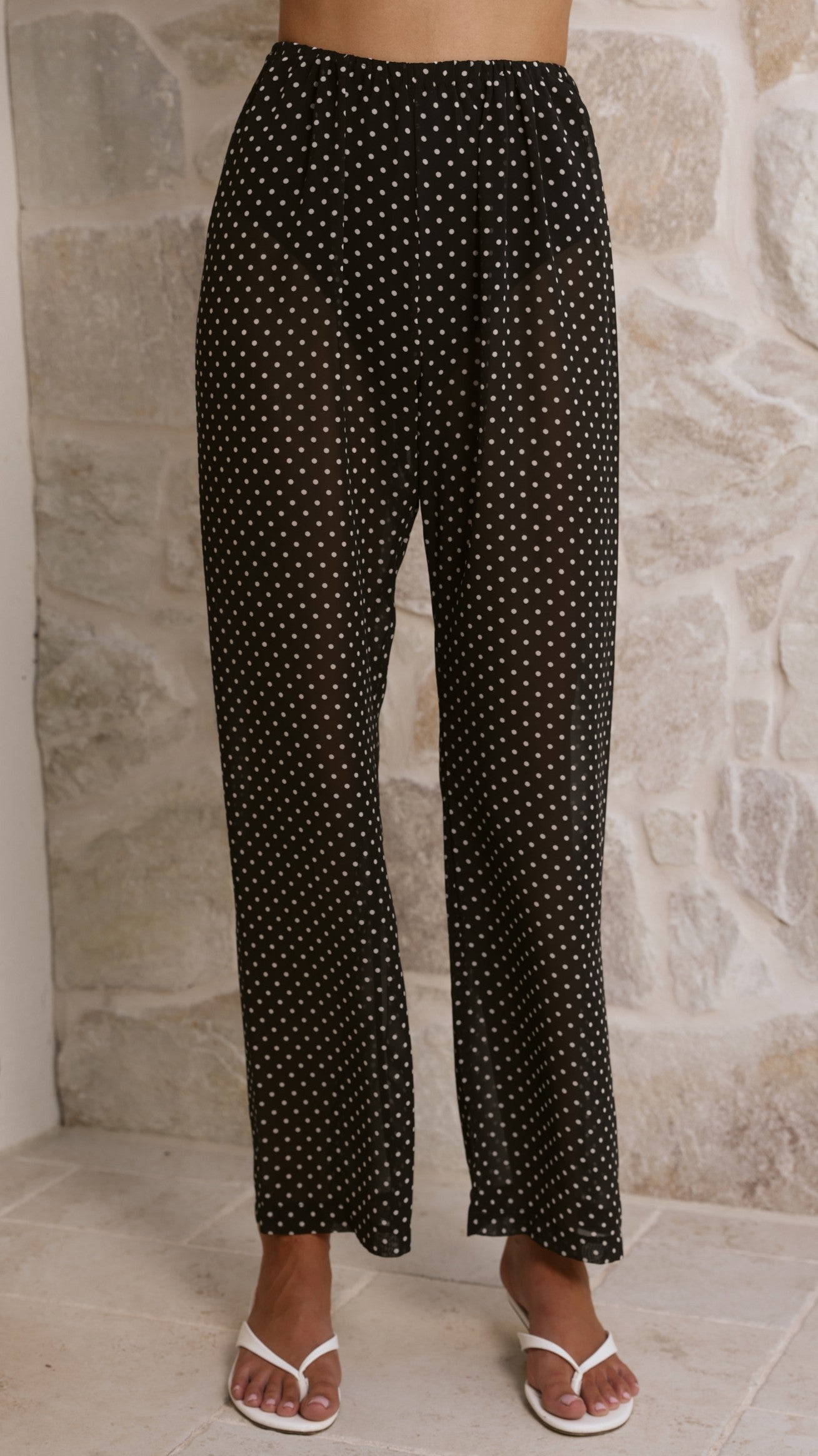 Reda Semi Sheer Pants - Black/White Spot - Billy J
