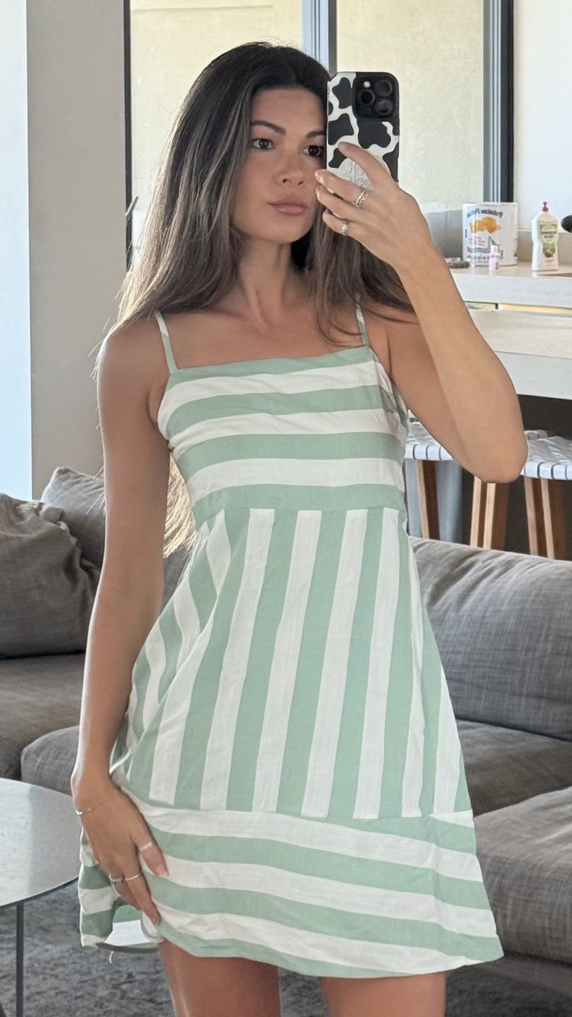Baylee Mini Dress - Sage Stripe - Billy J