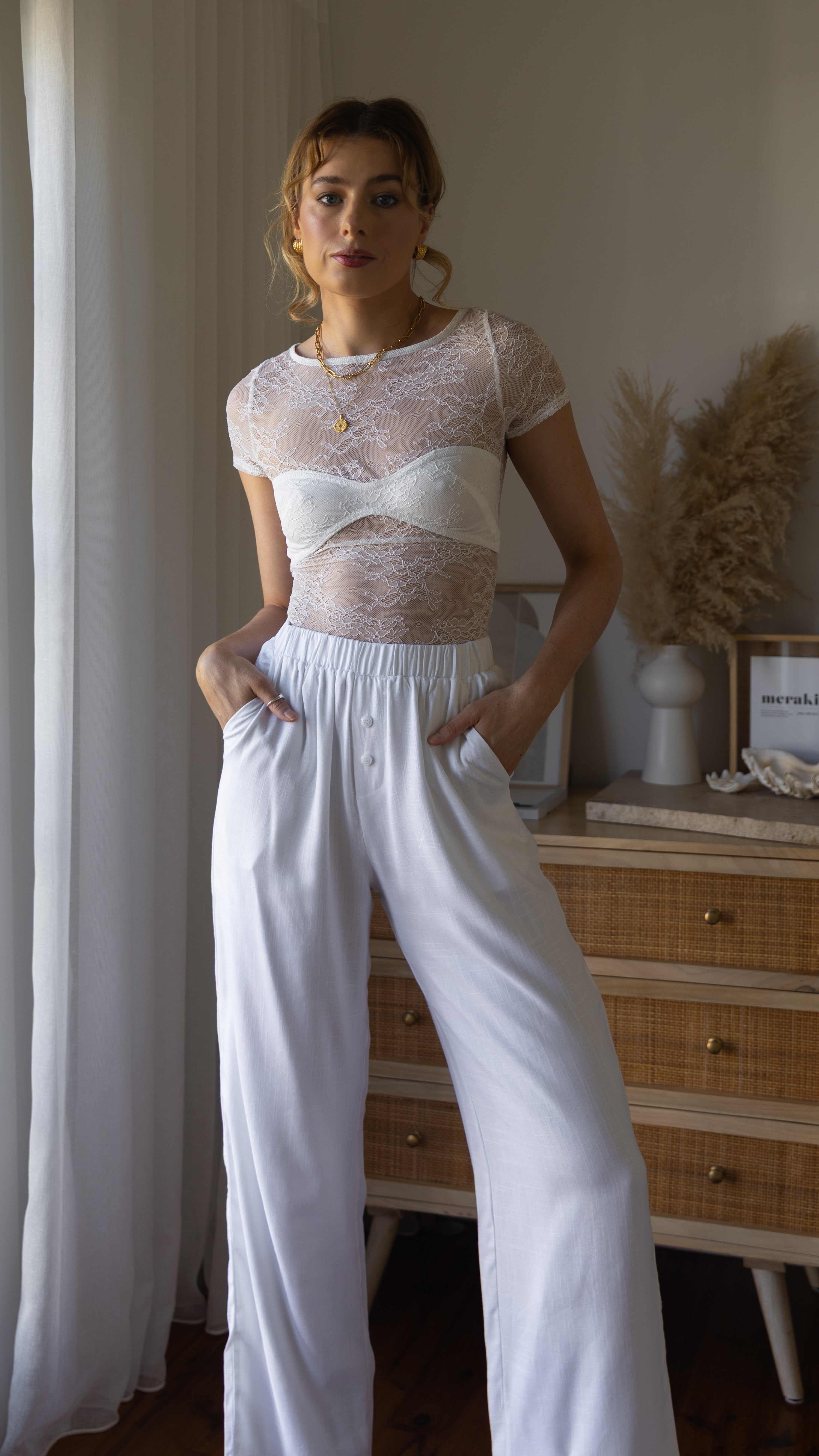 Kaylee Lace Top - White - Billy J