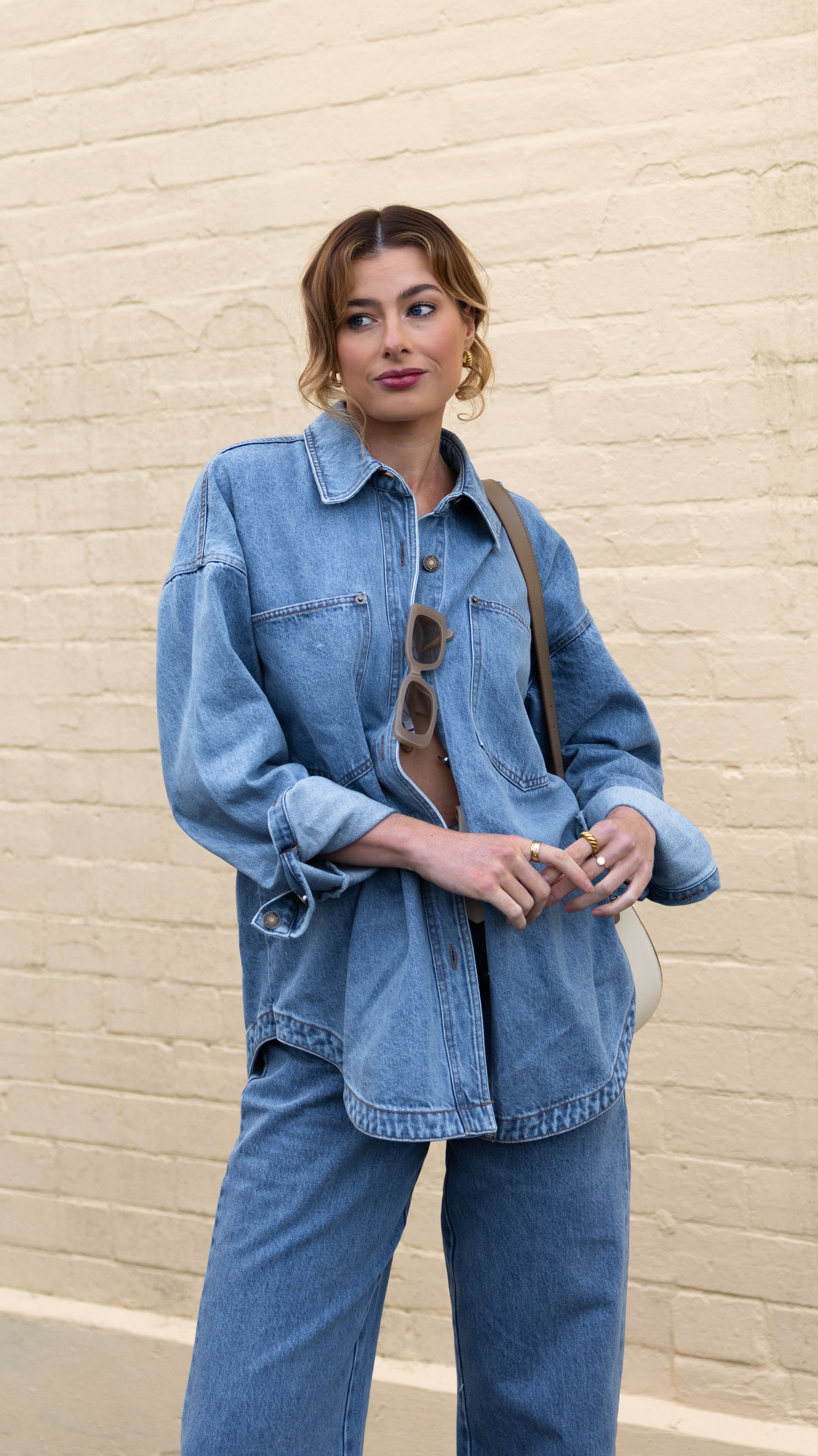 Zaeli Denim Oversized Shirt - Mid Blue - Billy J