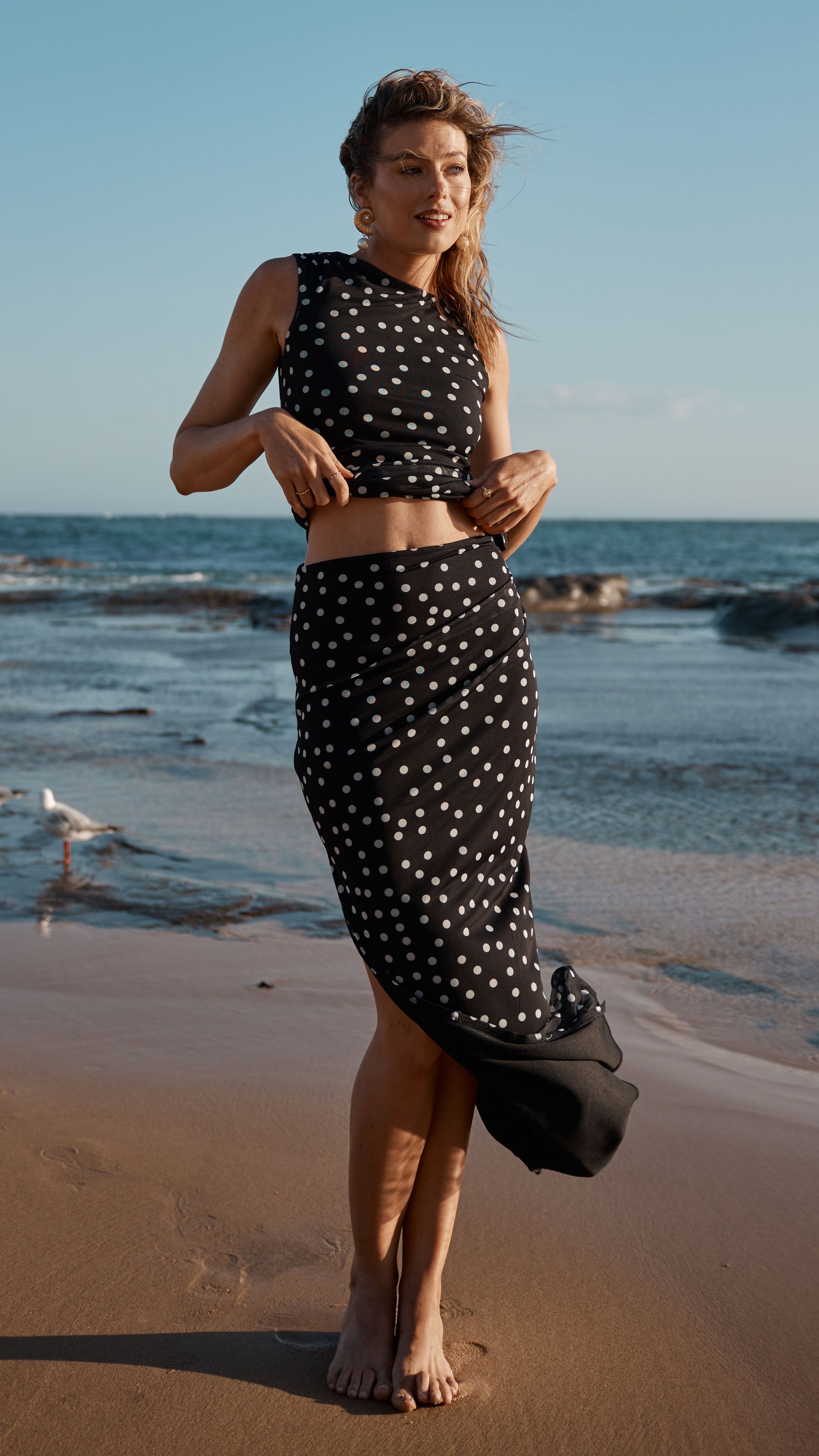 Janika Maxi Skirt - Black/White Polka Dot - Billy J
