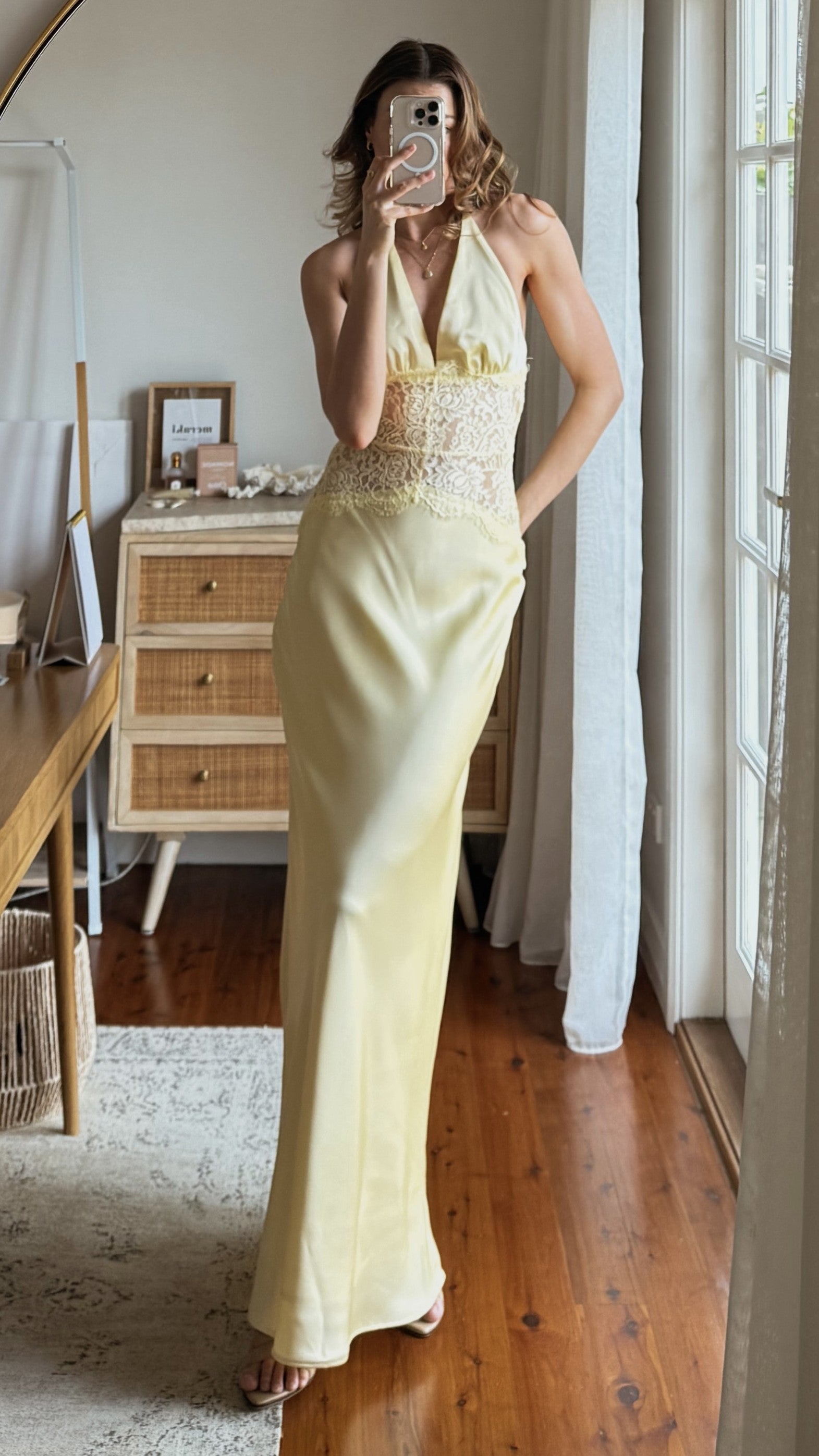 Celia Lace Maxi Dress - Yellow - Billy J