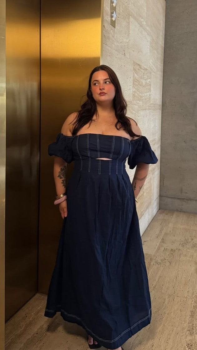 Claira Midi Dress - Navy - Billy J