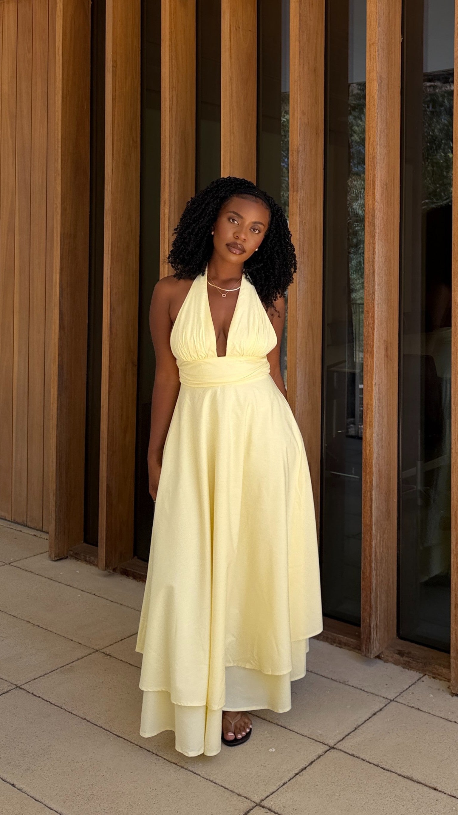 Kathy Halter Neck Maxi Dress - Lemon - Buy Women's Maxi Dresses