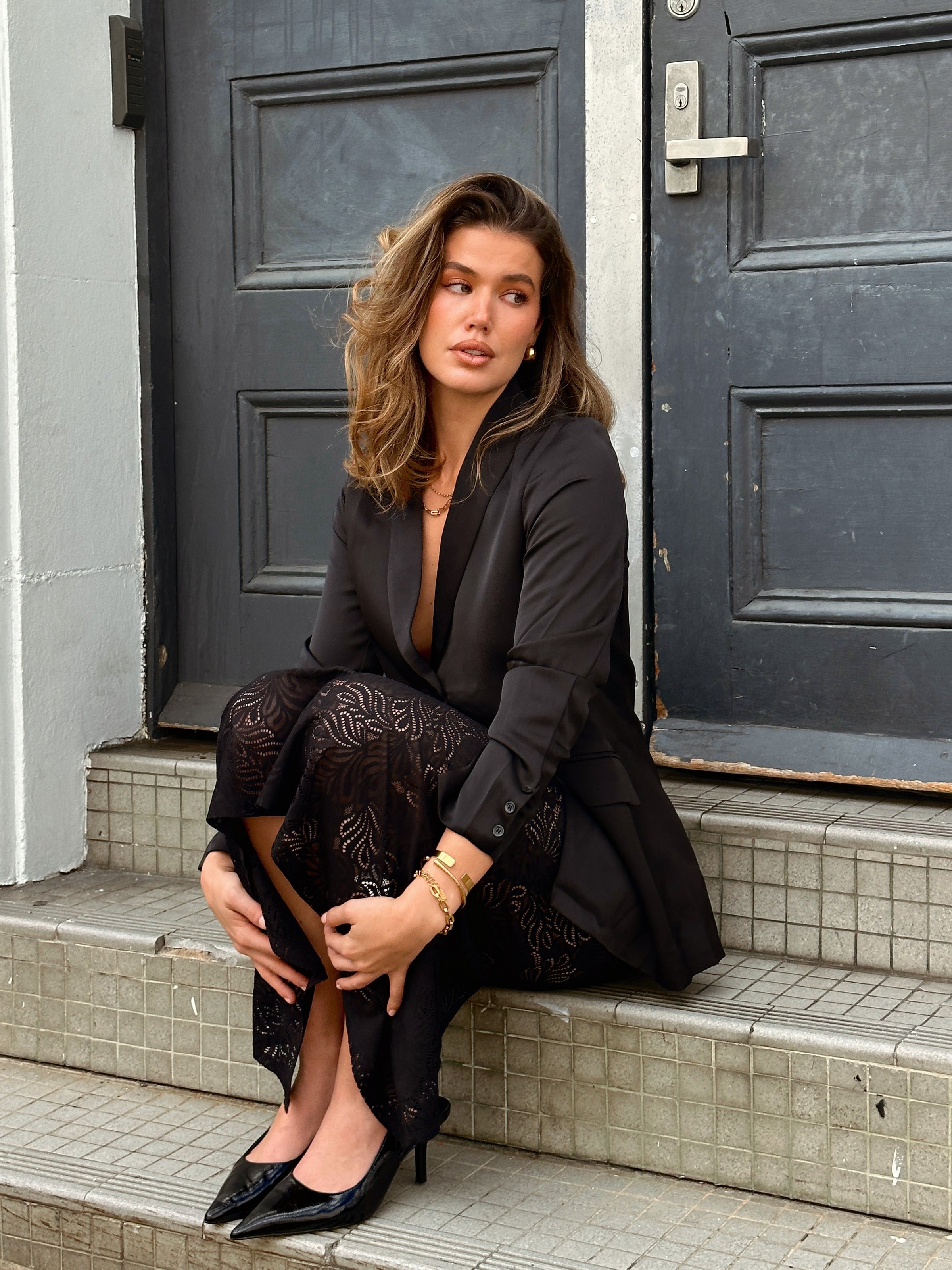Louisa Lace Maxi Skirt - Black - Billy J