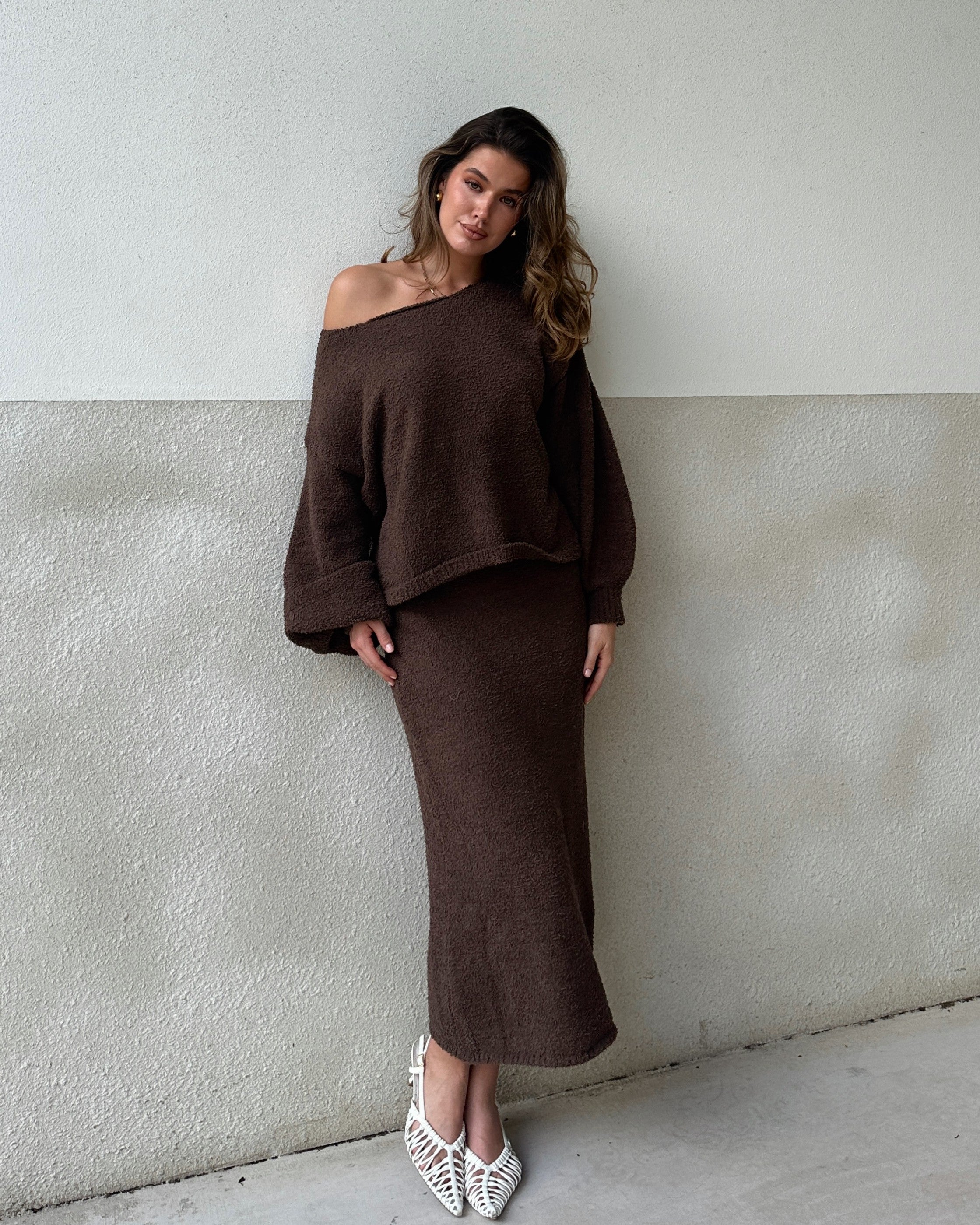 Cohen Knit Midi Skirt - Chocolate - Billy J