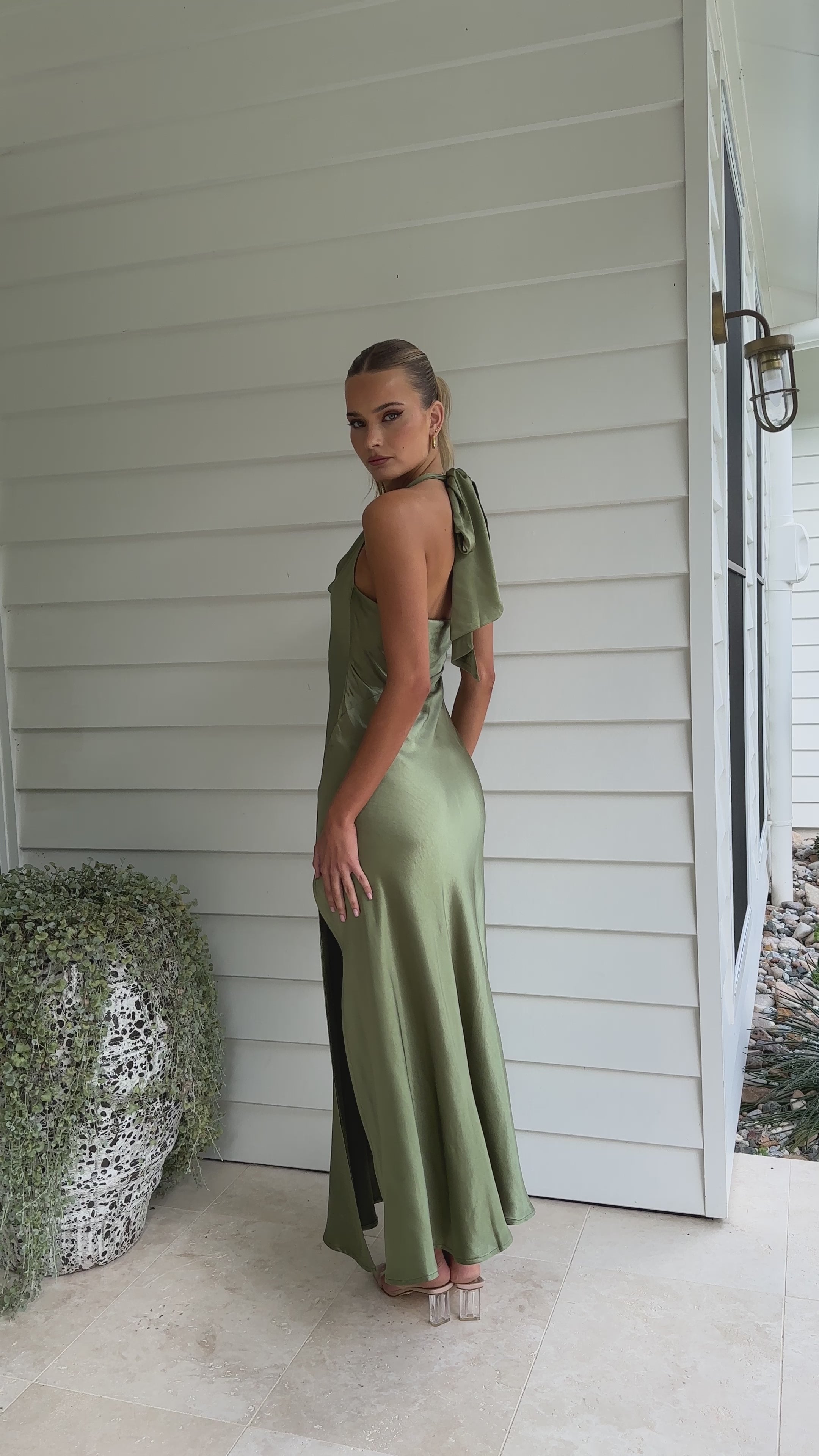 Load video: Sian Maxi Dress - Olive - Billy J