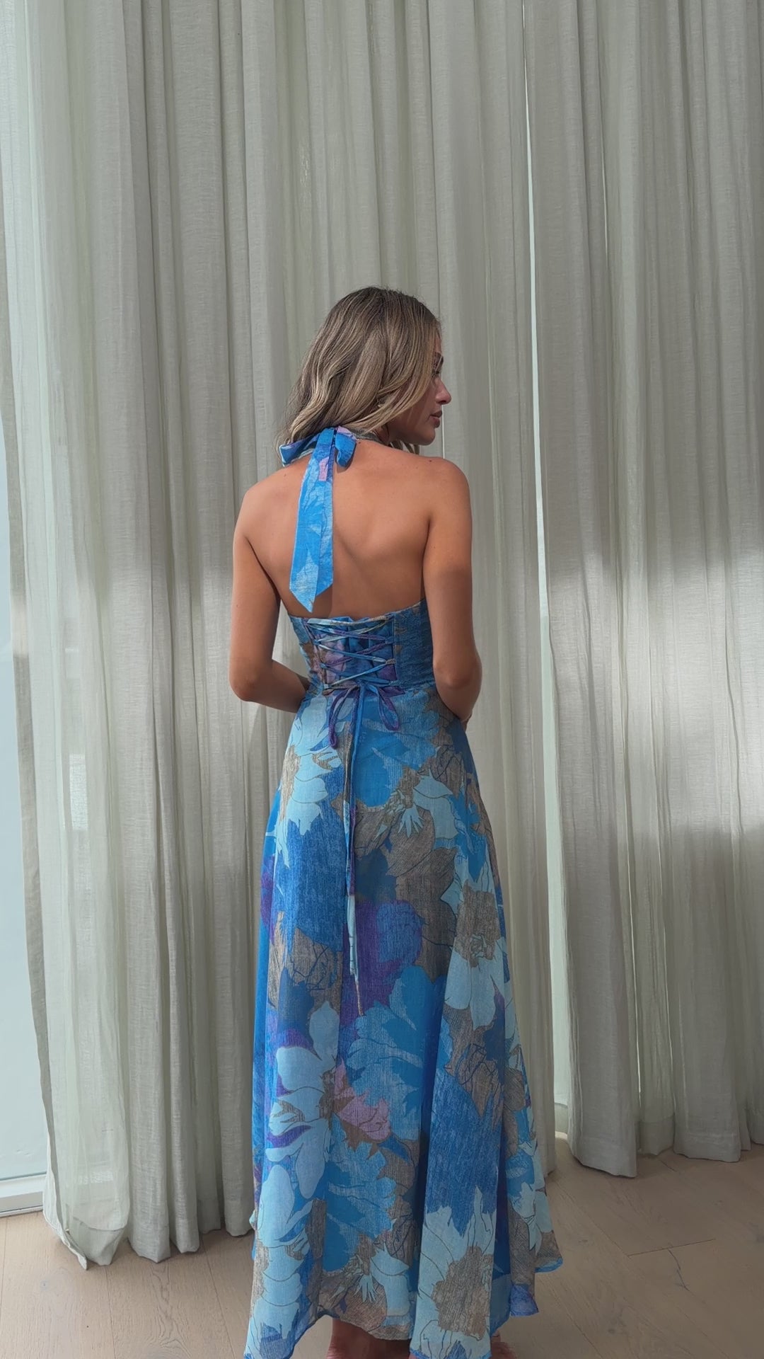 Load video: Skye Maxi Dress - Blue Floral - Billy J