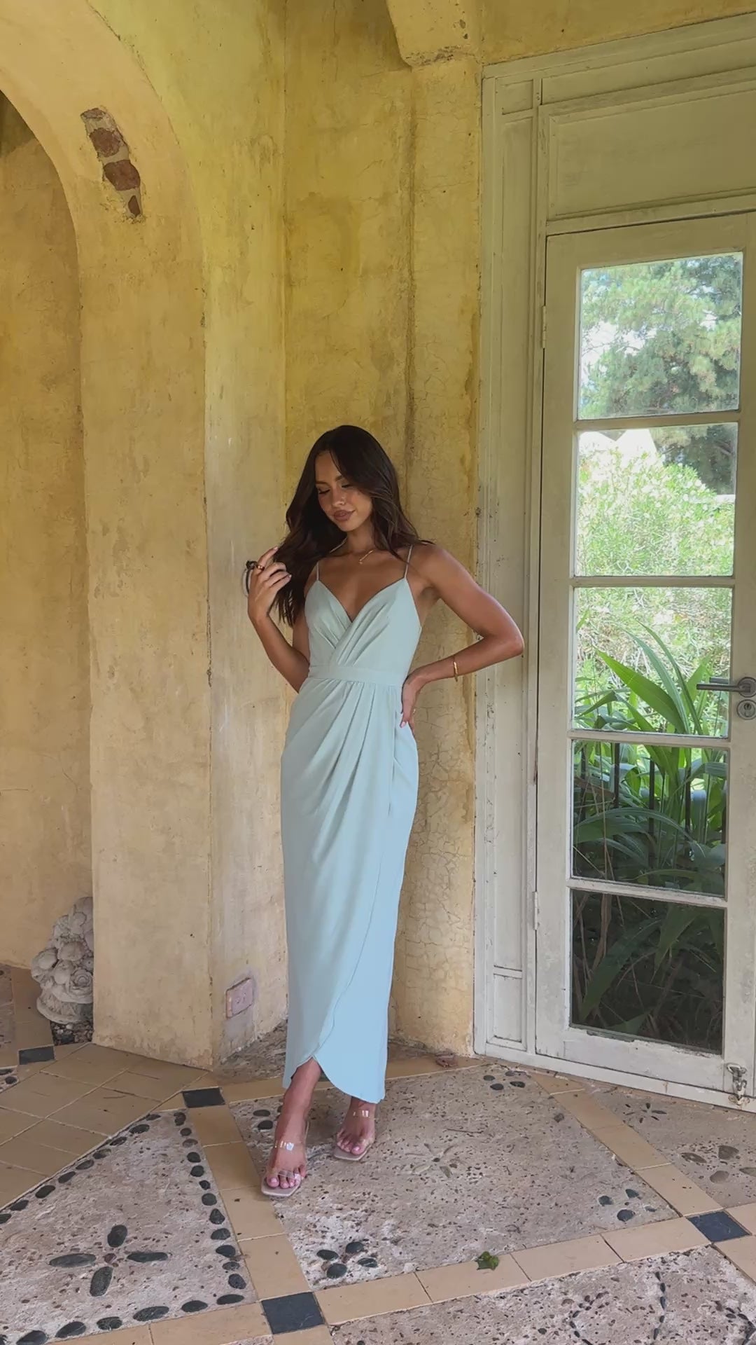 Charlotte Draped Maxi Dress - Sage - Billy J