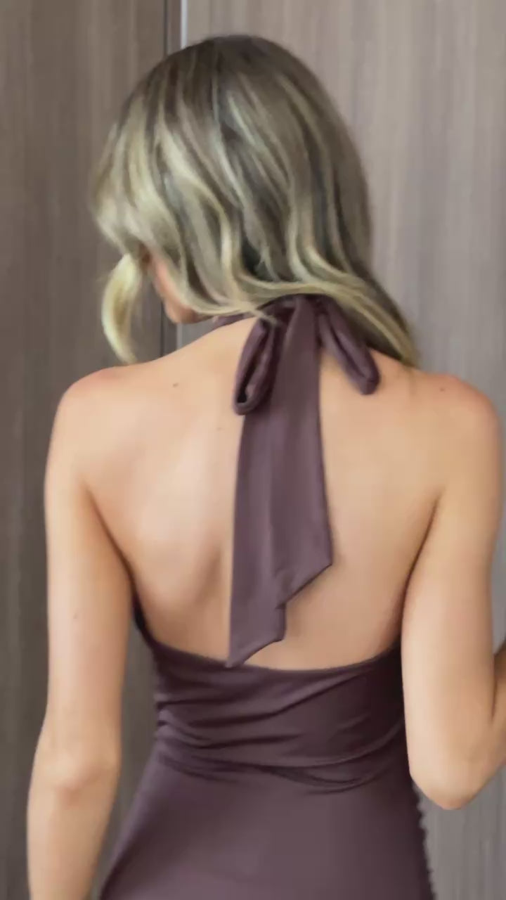 Load video: Remi Maxi Dress - Chocolate - Billy J