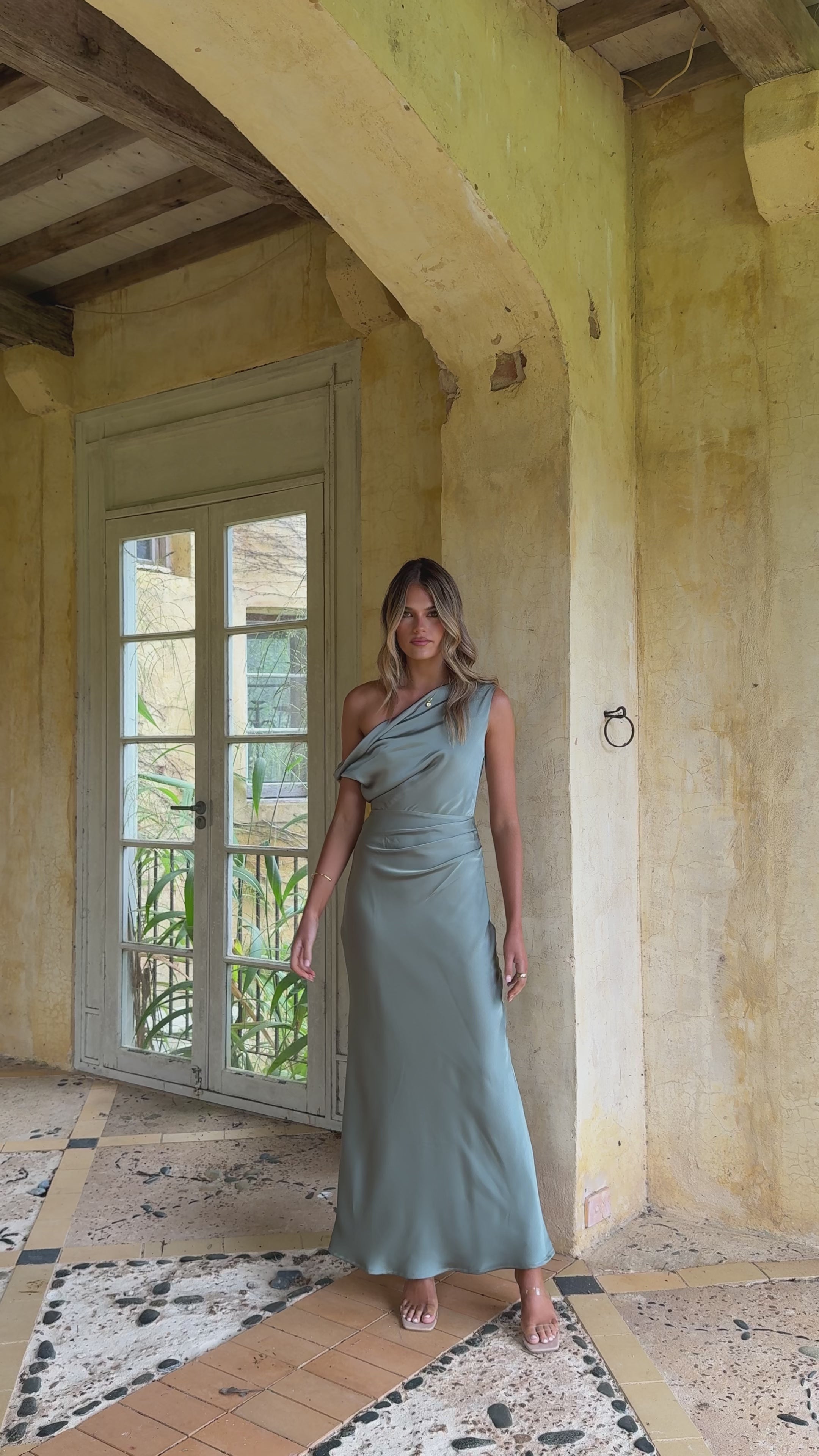 Load video: Gigi Maxi Dress - Green - Billy J