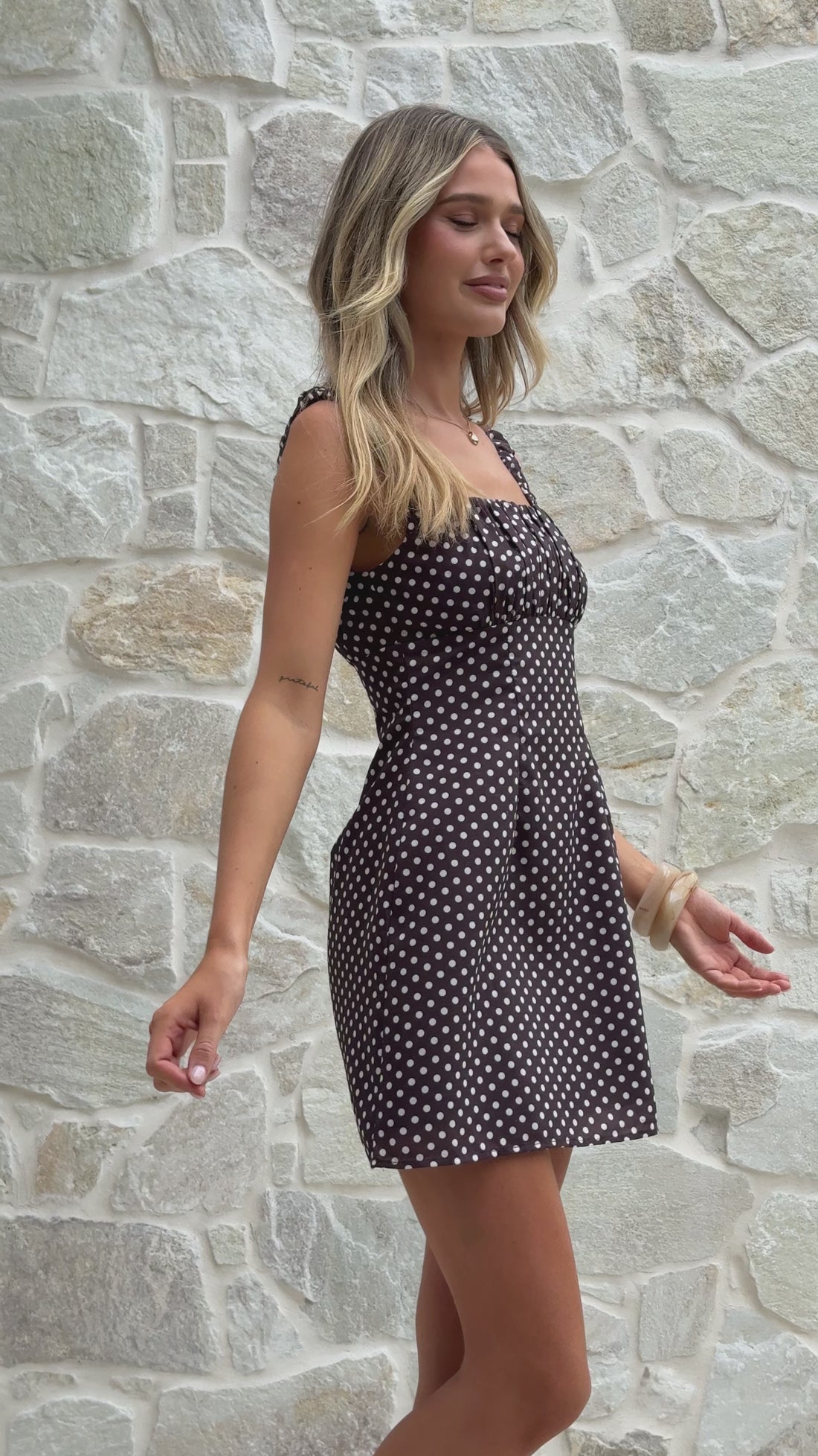 Adley Mini Dress - Brown Polka - Billy J