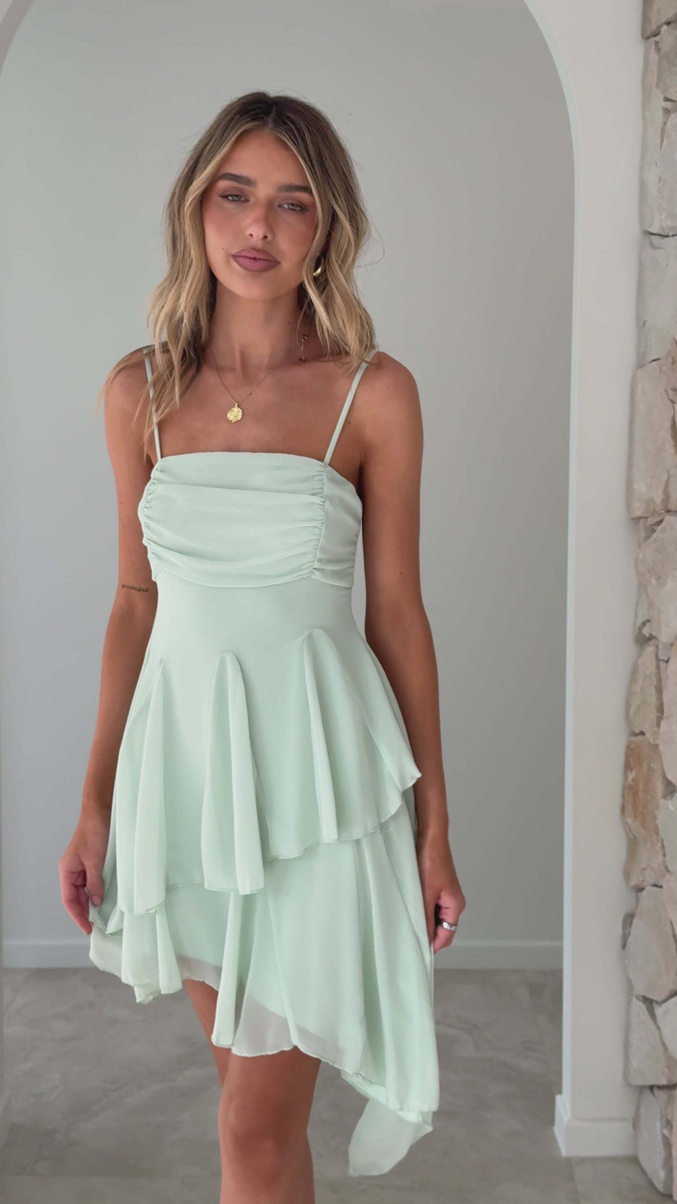 Load video: Clari Mini Dress - Sage - Billy J