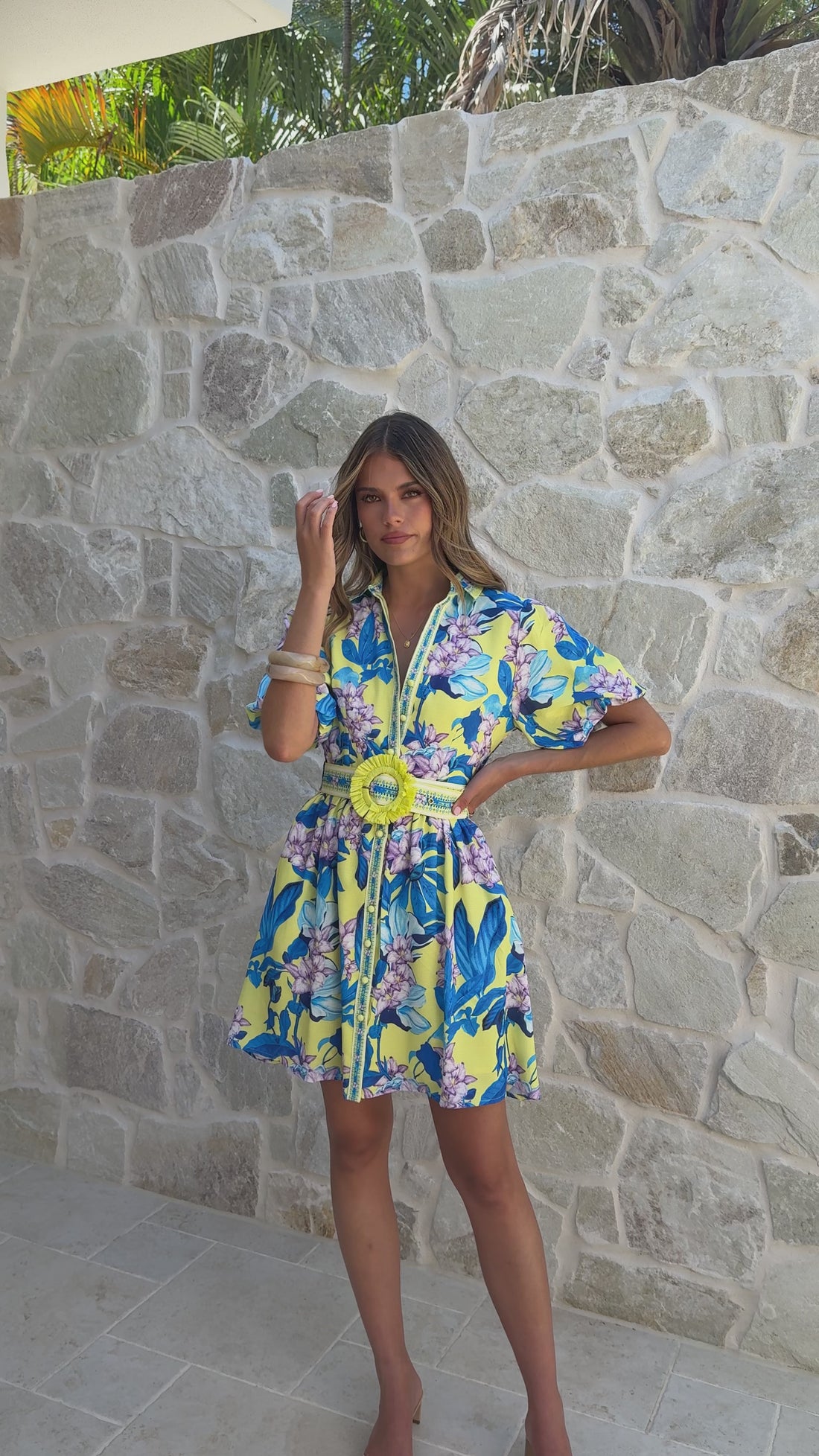 Katana Mini Dress - Blue Leaf Orchid - Billy J
