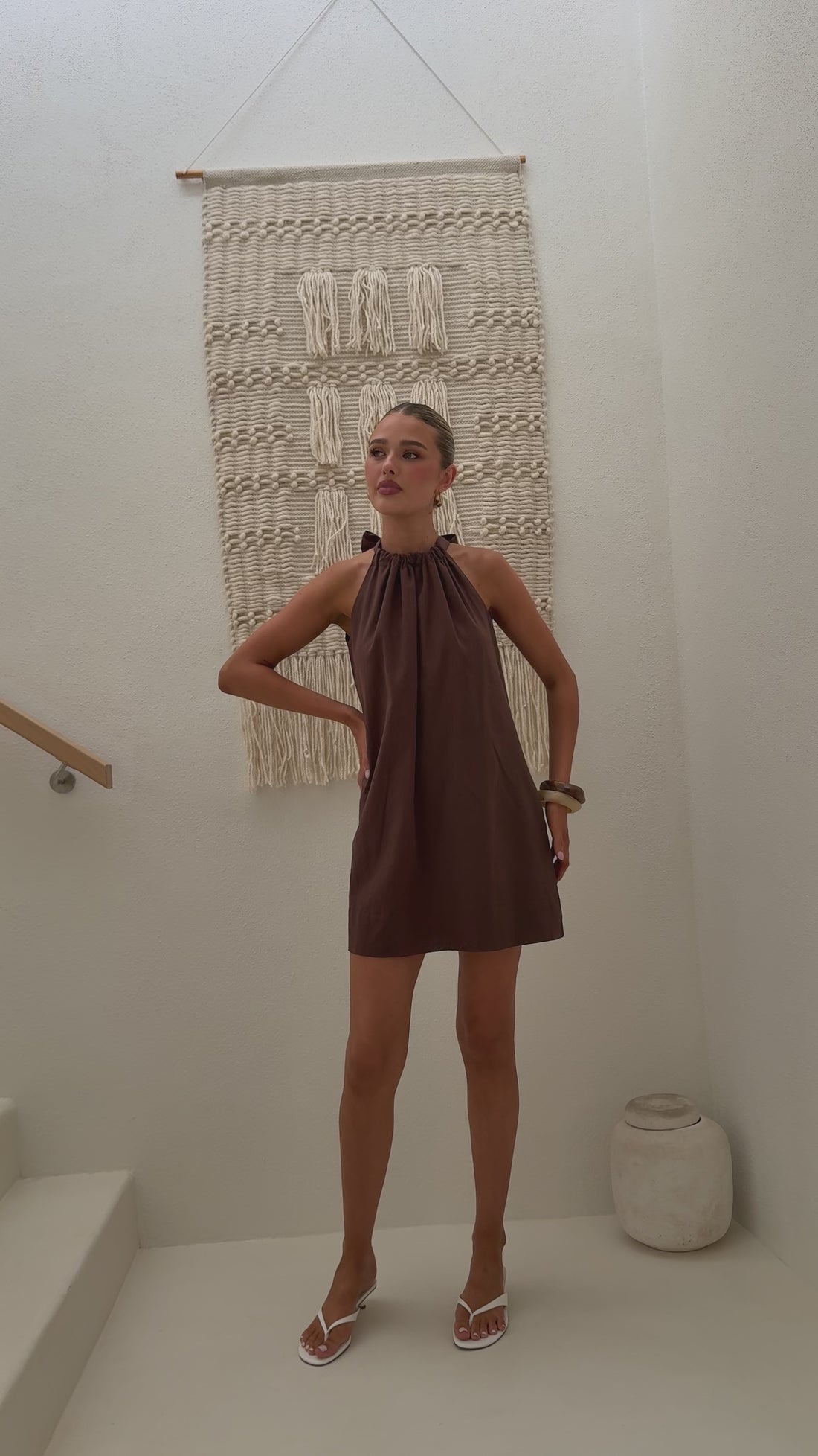 Demy Halter Mini Dress - Chocolate - Billy J