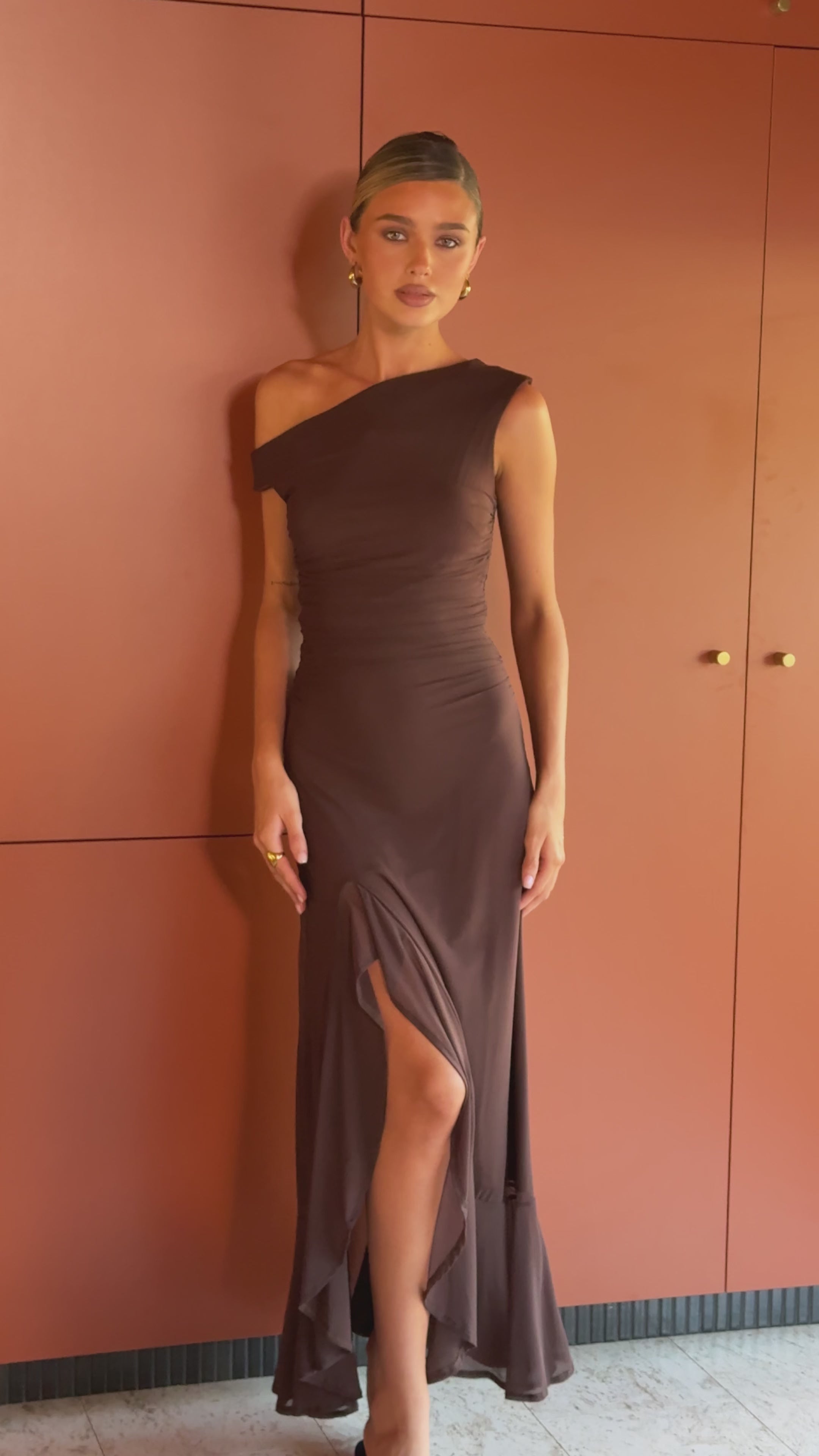 Load video: Sareiah Maxi Dress - Brown - Billy J