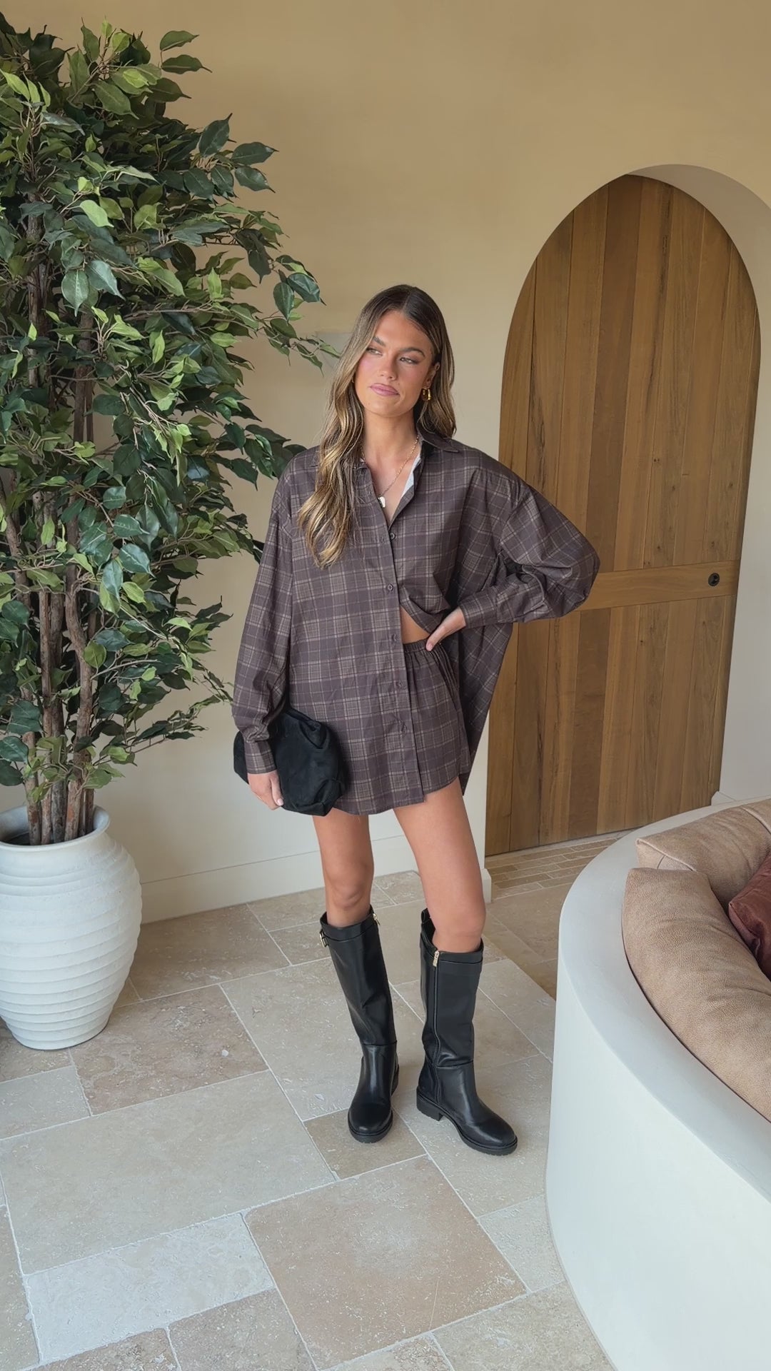 Arli Shorts - Black/Brown Checkered - Billy J