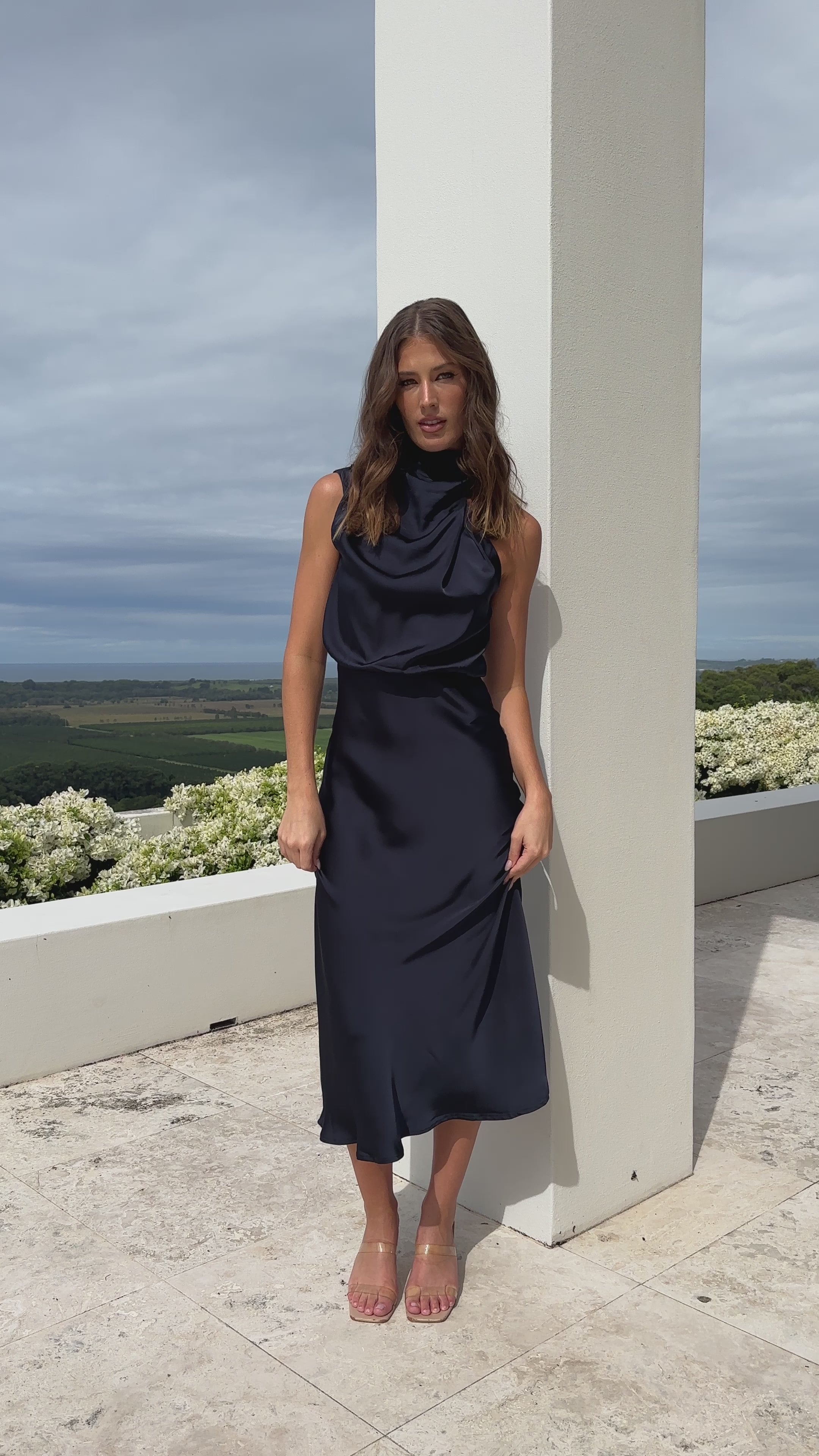 Load video: Esther Maxi Dress - Navy - Billy J