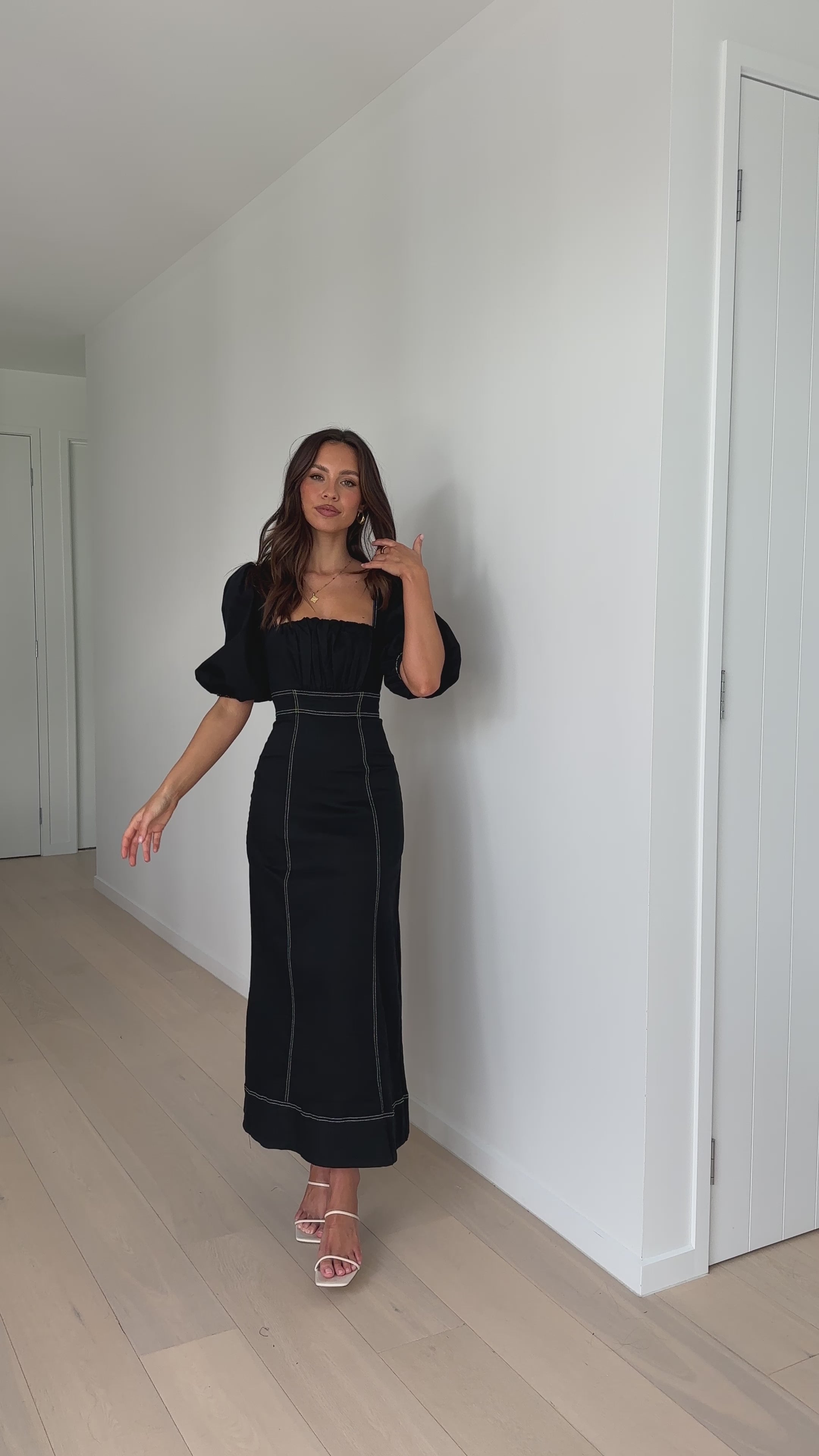Load video: Jayde Maxi Dress - Black - Billy J