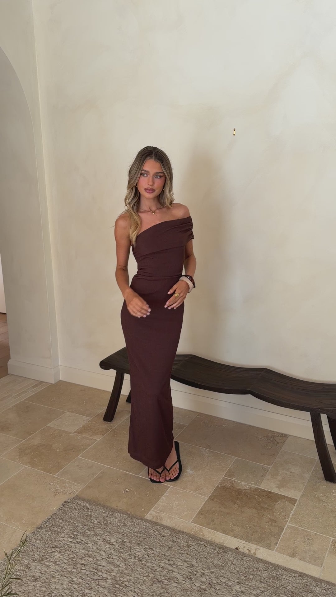 Load video: Freeda Maxi Dress - Chocolate - Billy J