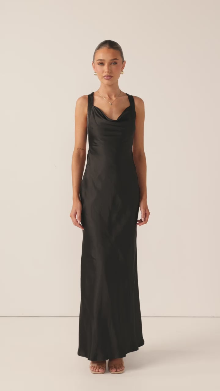 Load video: Eva Maxi Dress - Black - Billy J