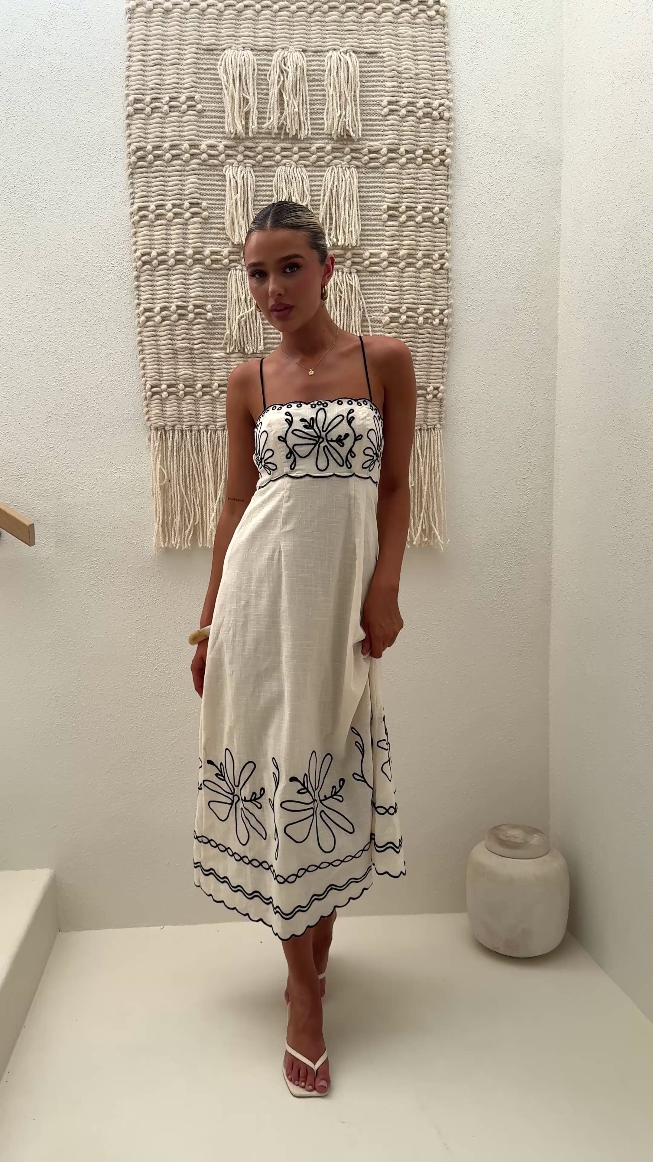 Load video: Mira Maxi Dress - White/Black - Billy J