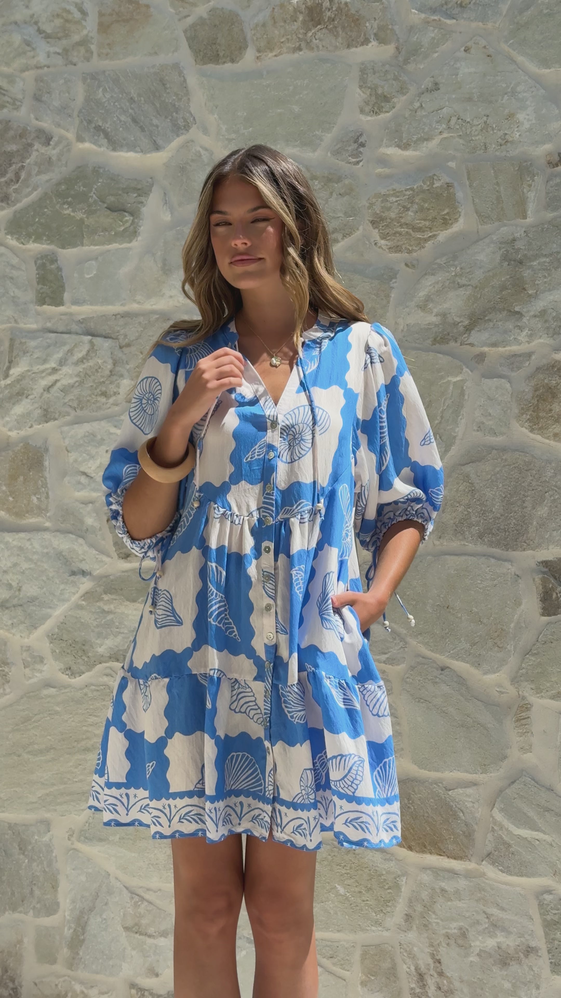 Load video: Tabitha Mini Dress - La Mer Blue - Billy J