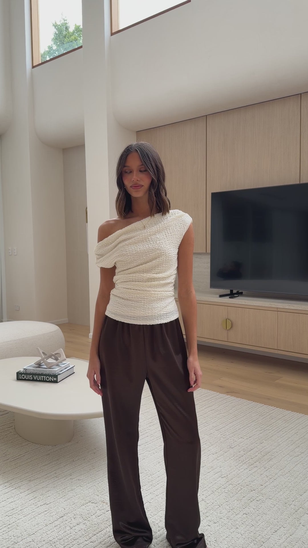 Load video: Phoebe Off Shoulder Top - Ivory - Billy J