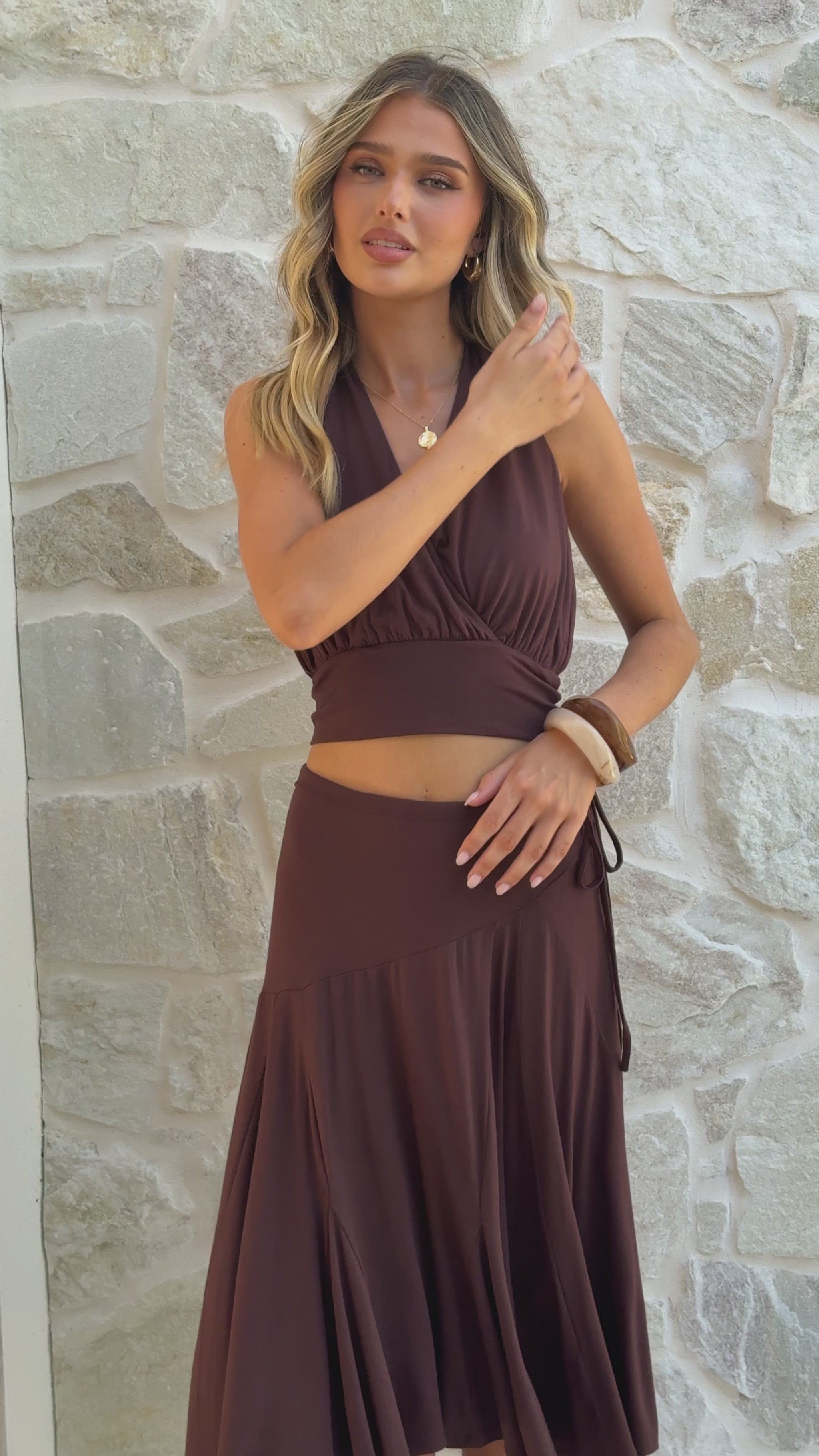 Taylin Midi Skirt - Brown - Billy J