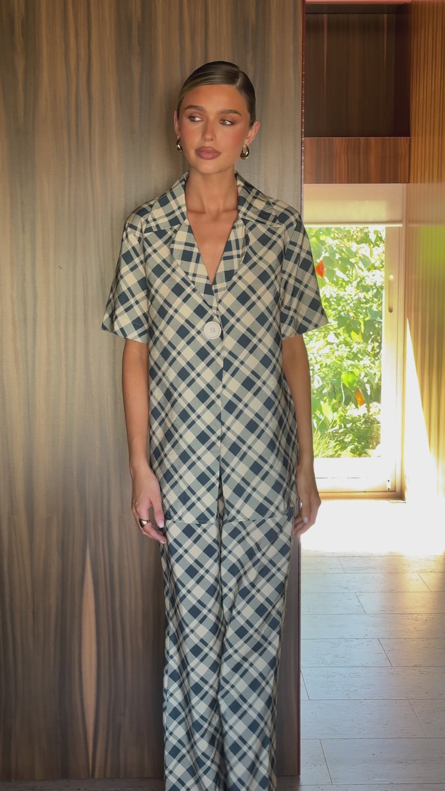 Imogen Button Shirt - Blue/Cream Plaid - Billy J