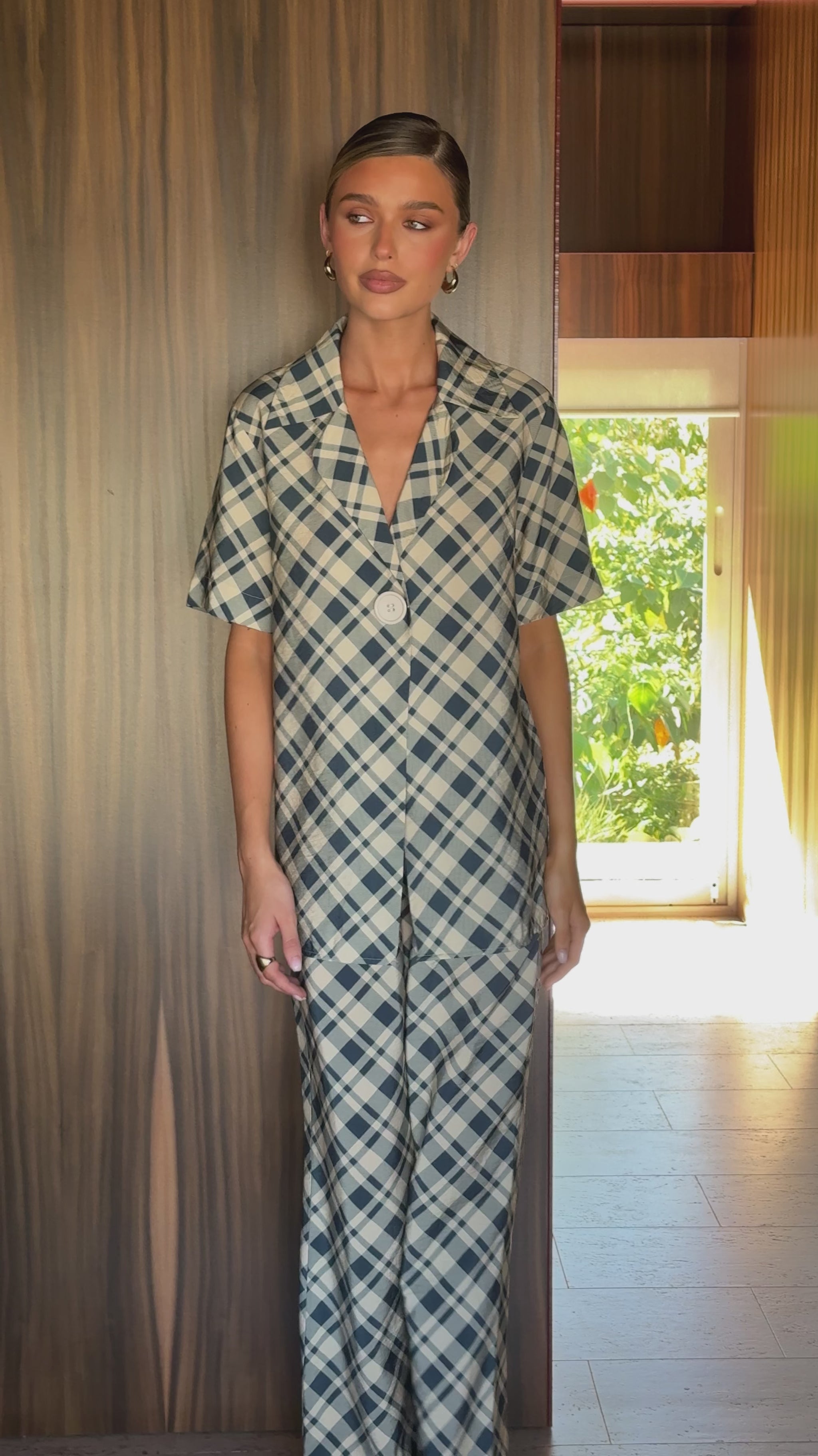 Imogen Button Shirt - Blue/Cream Plaid - Billy J