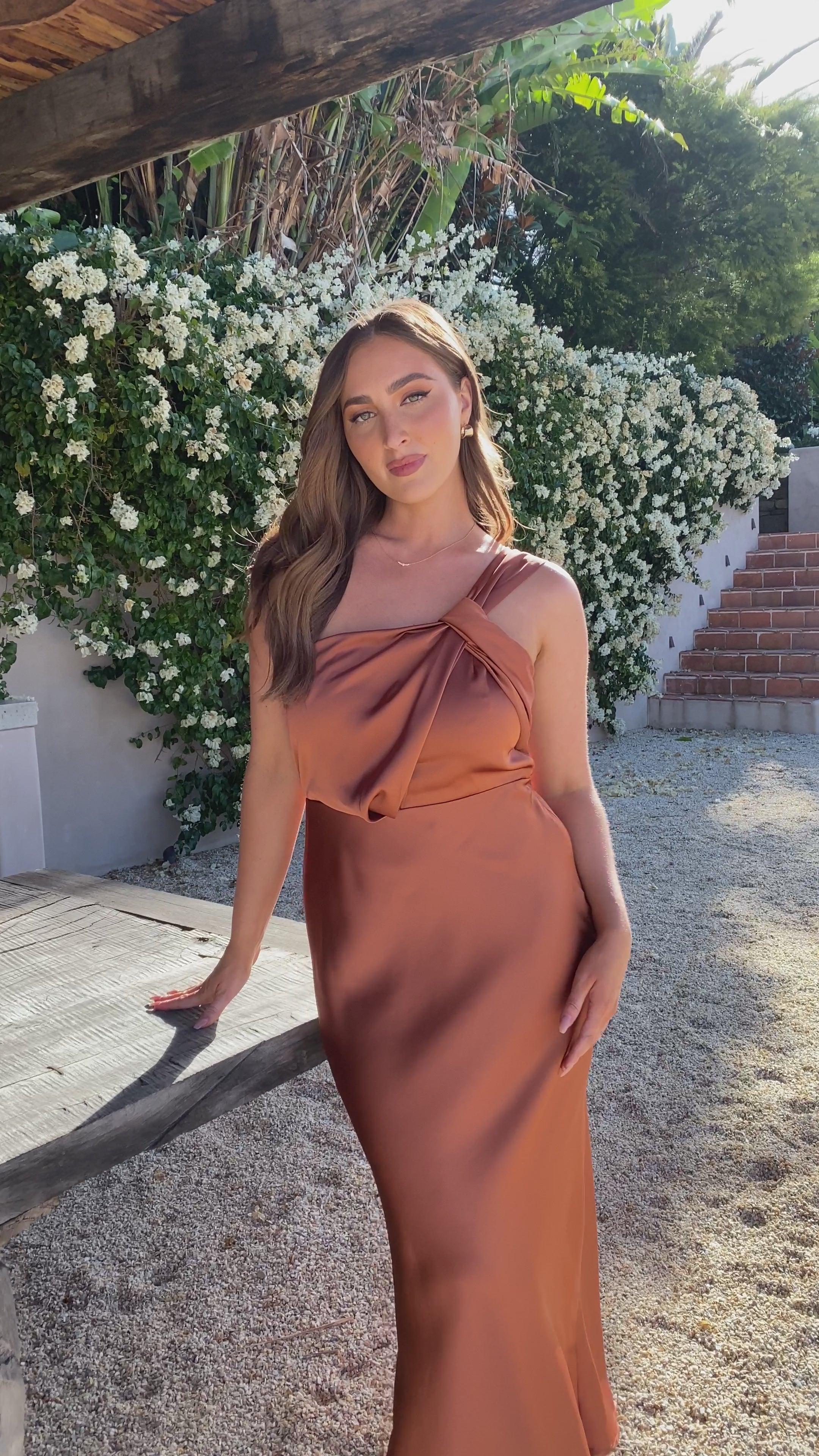 Load video: Greta Maxi Dress - Copper - Billy J