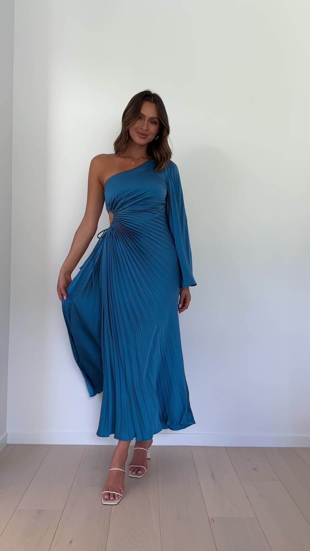 Gwen One Shoulder Maxi Dress - Blue - Billy J