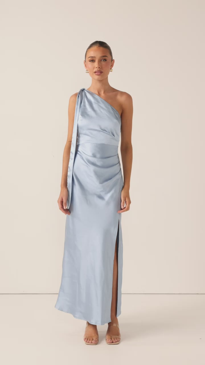 Halle One Shoulder Maxi Dress - Blue - Billy J
