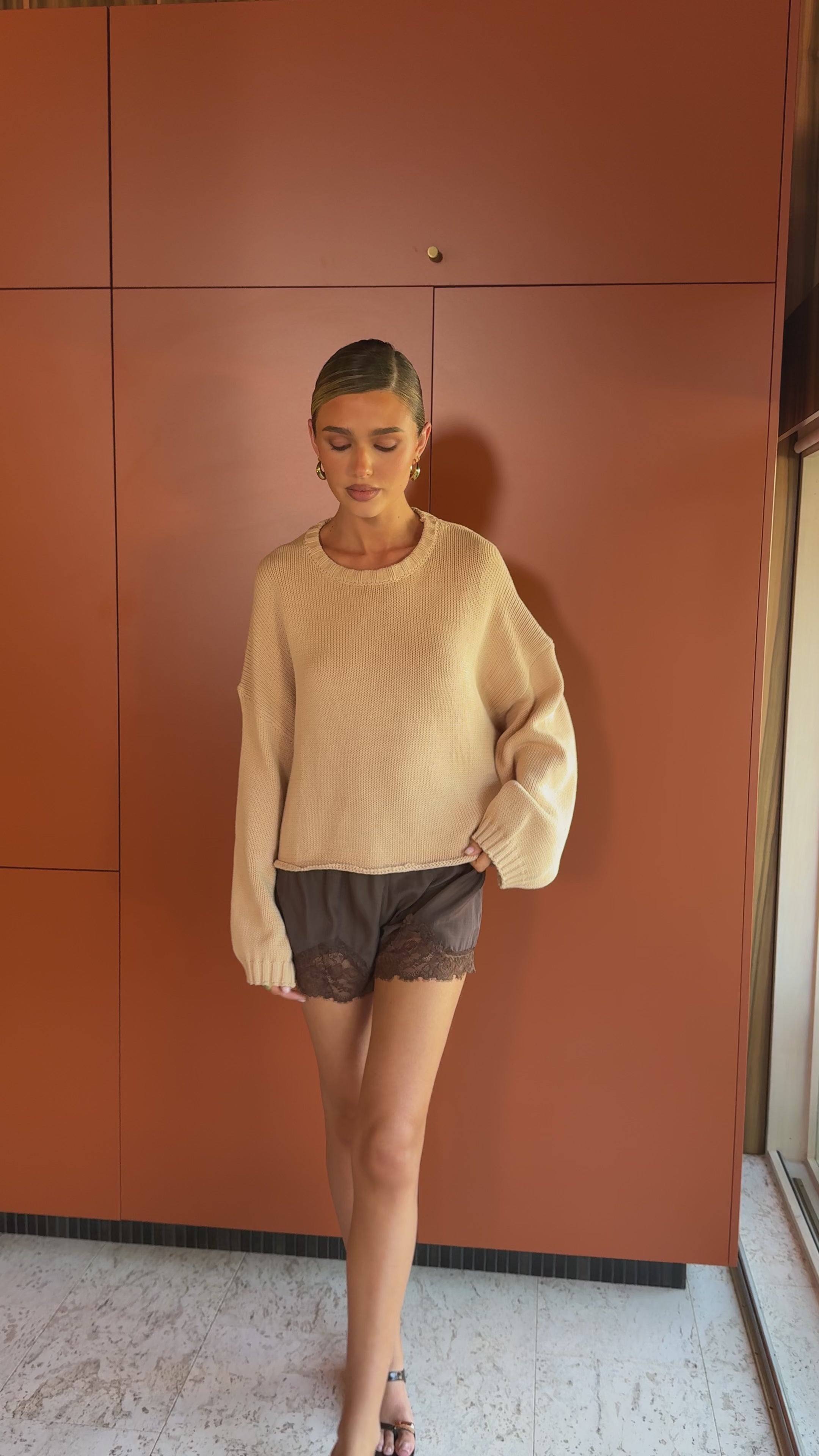Load video: Melbourne Knit Jumper - Beige - Billy J