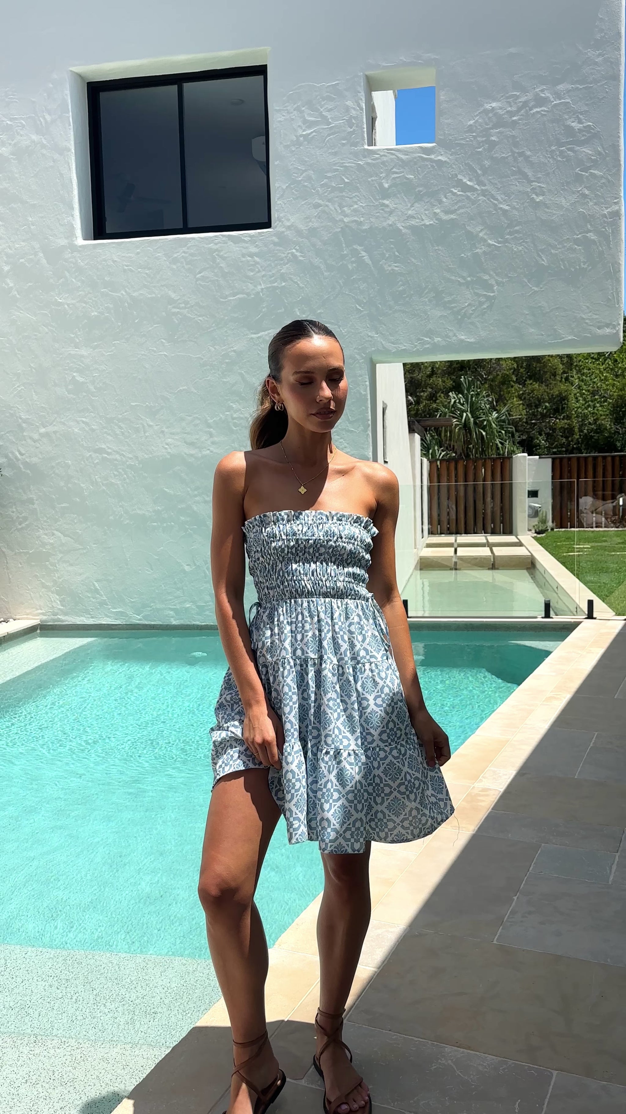 Daisey Mini Dress - Blue Mosaic - Billy J