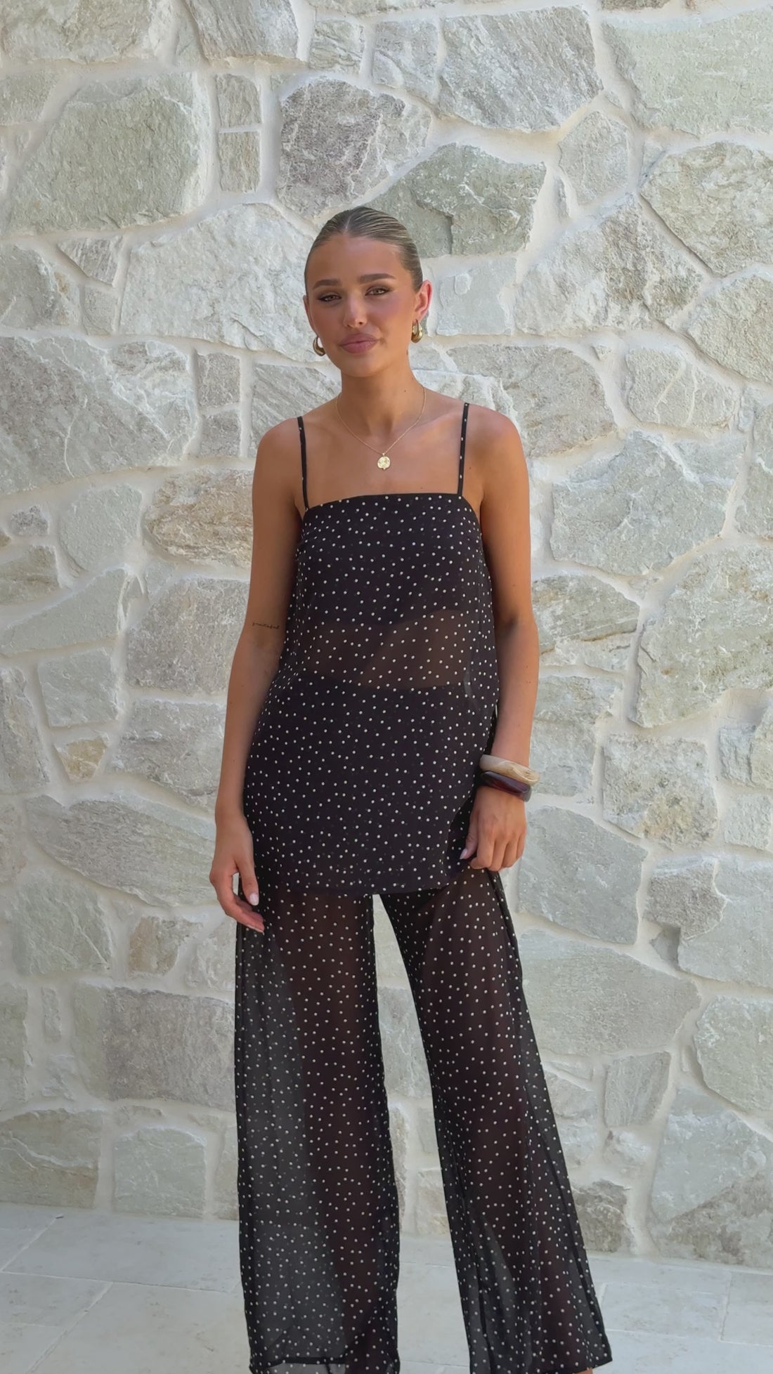 Rubi Top and Pants Set - Black Polka - Billy J