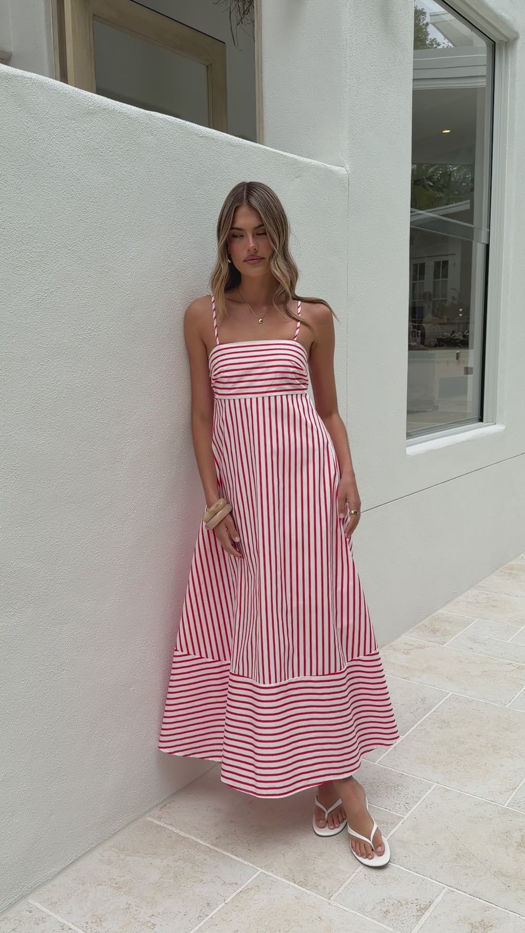 Marcel Maxi Dress - Red/White Stripe - Billy J