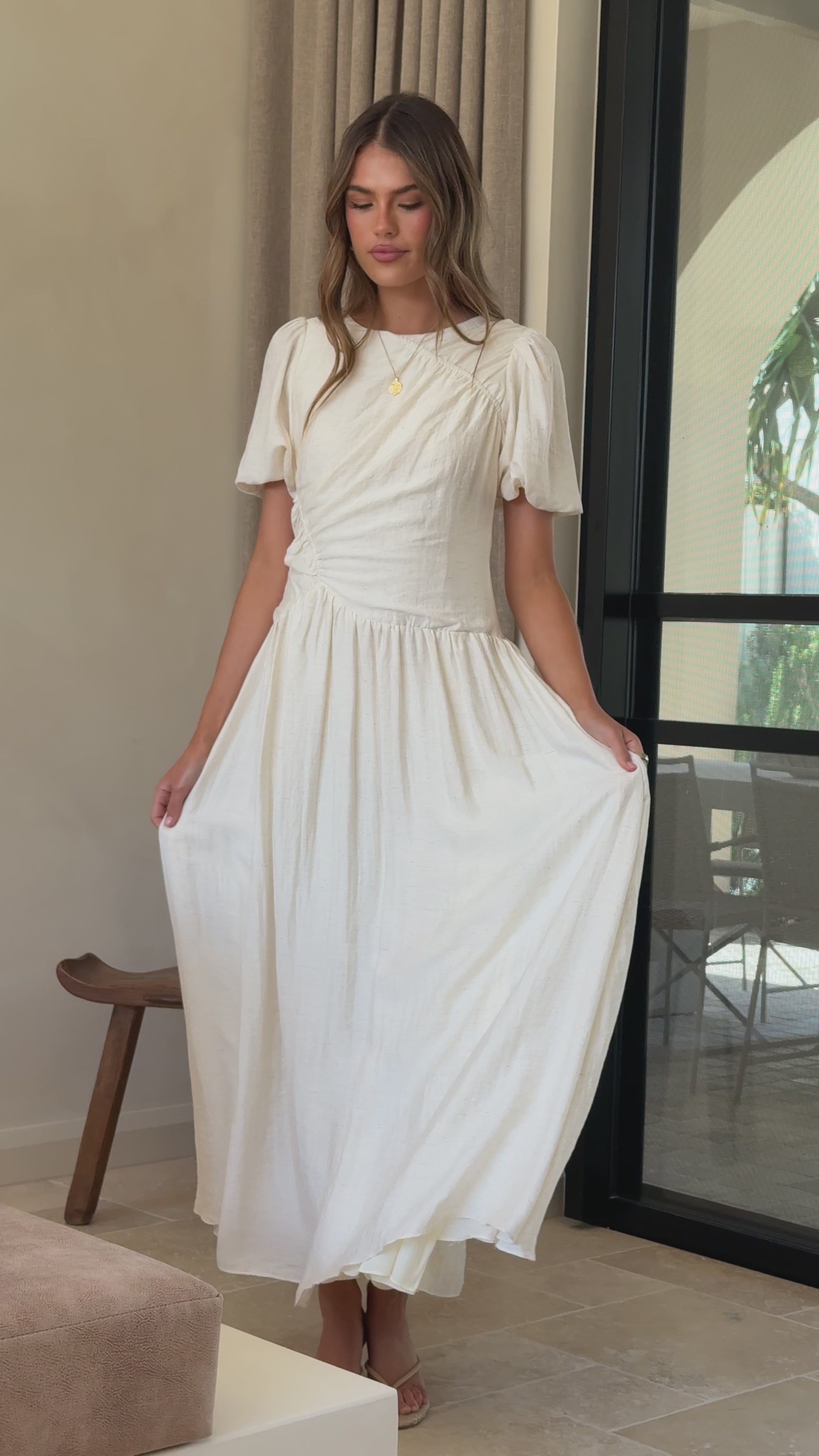 Load video: Merilia Maxi Dress - Cream - Billy J