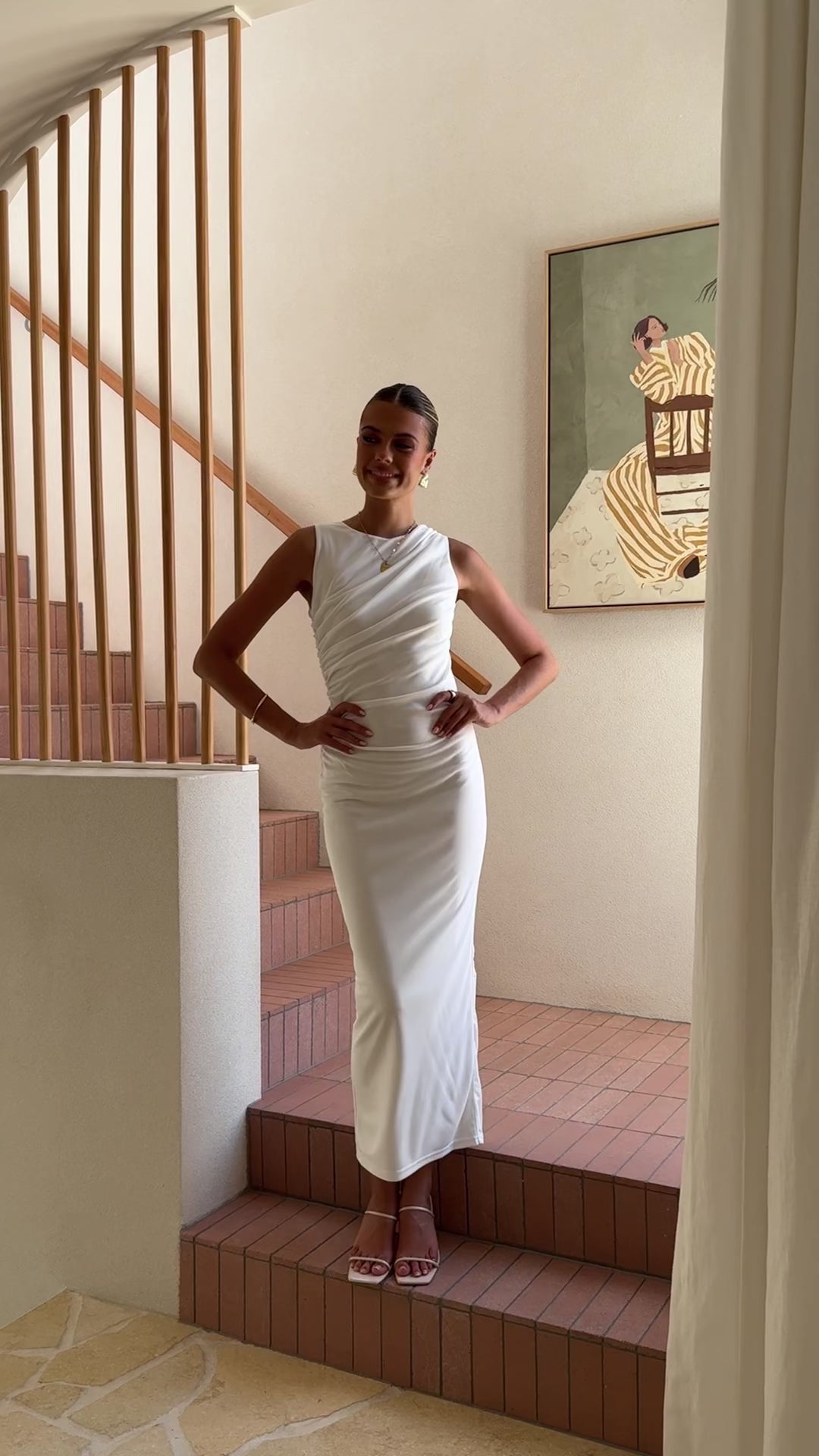 Load video: Sarsha Boatneck Maxi Dress - White - Billy J
