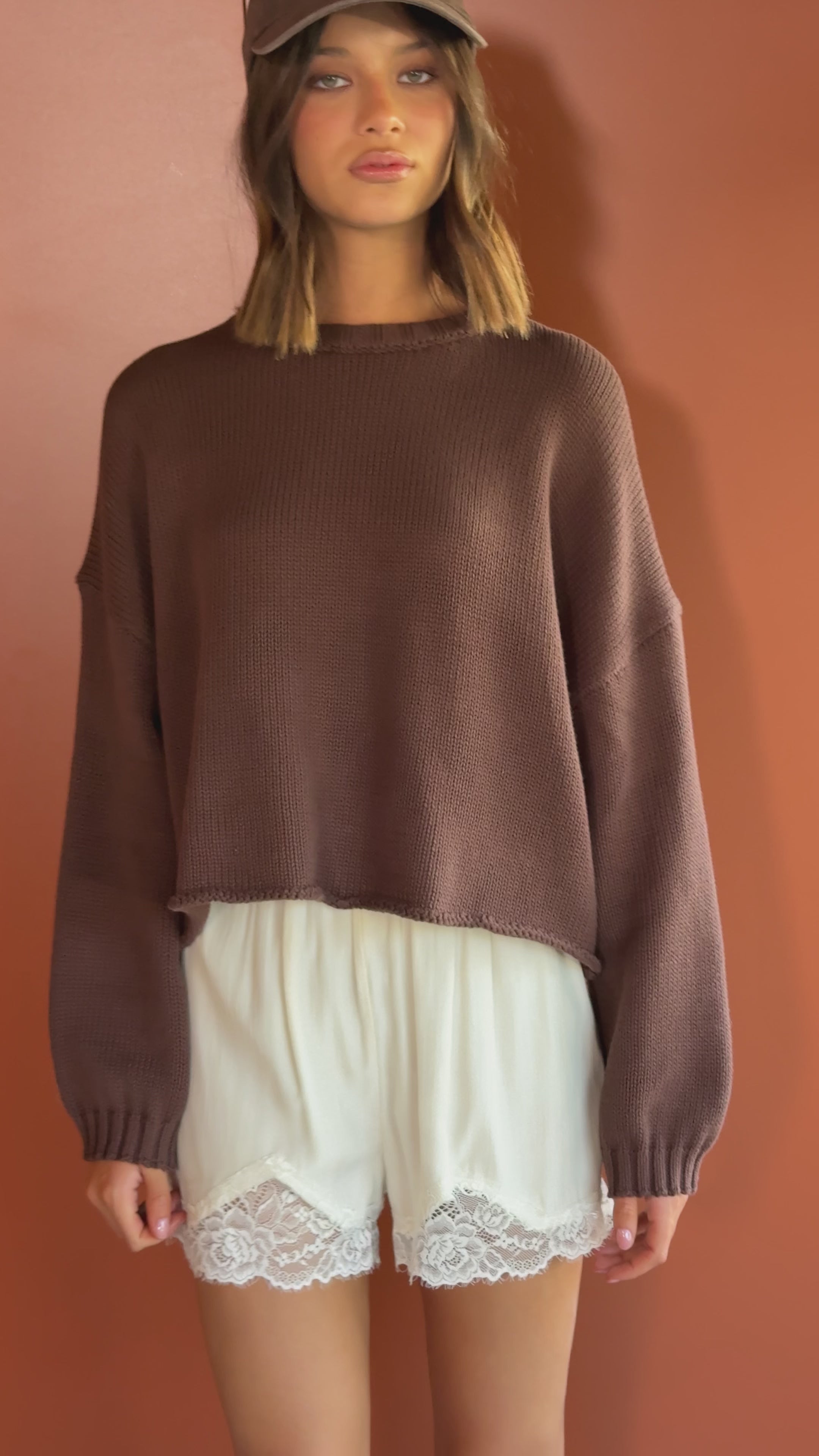 Load video: Melbourne Knit Jumper - Chocolate - Billy J